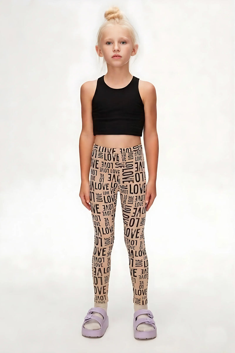 Girls' 'Love' Printed Patterned Summer Leggings