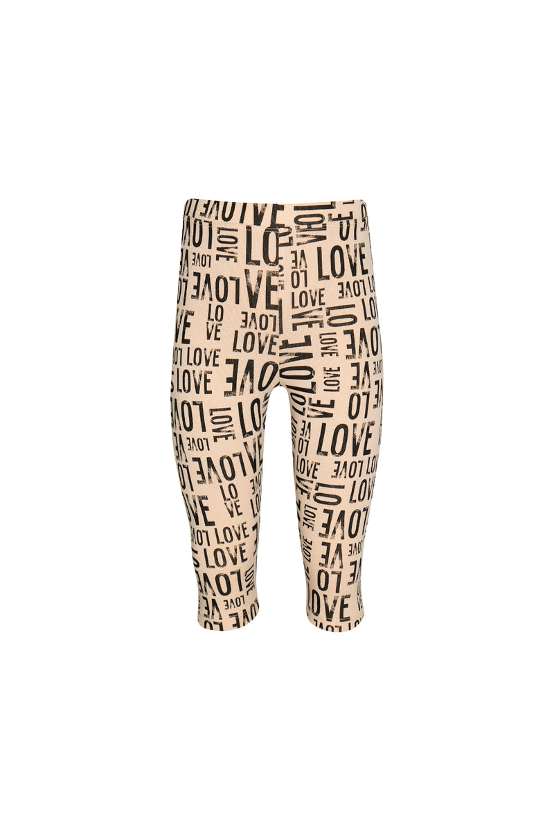 Girls' Lovely Letters Patterned Capri Leggings