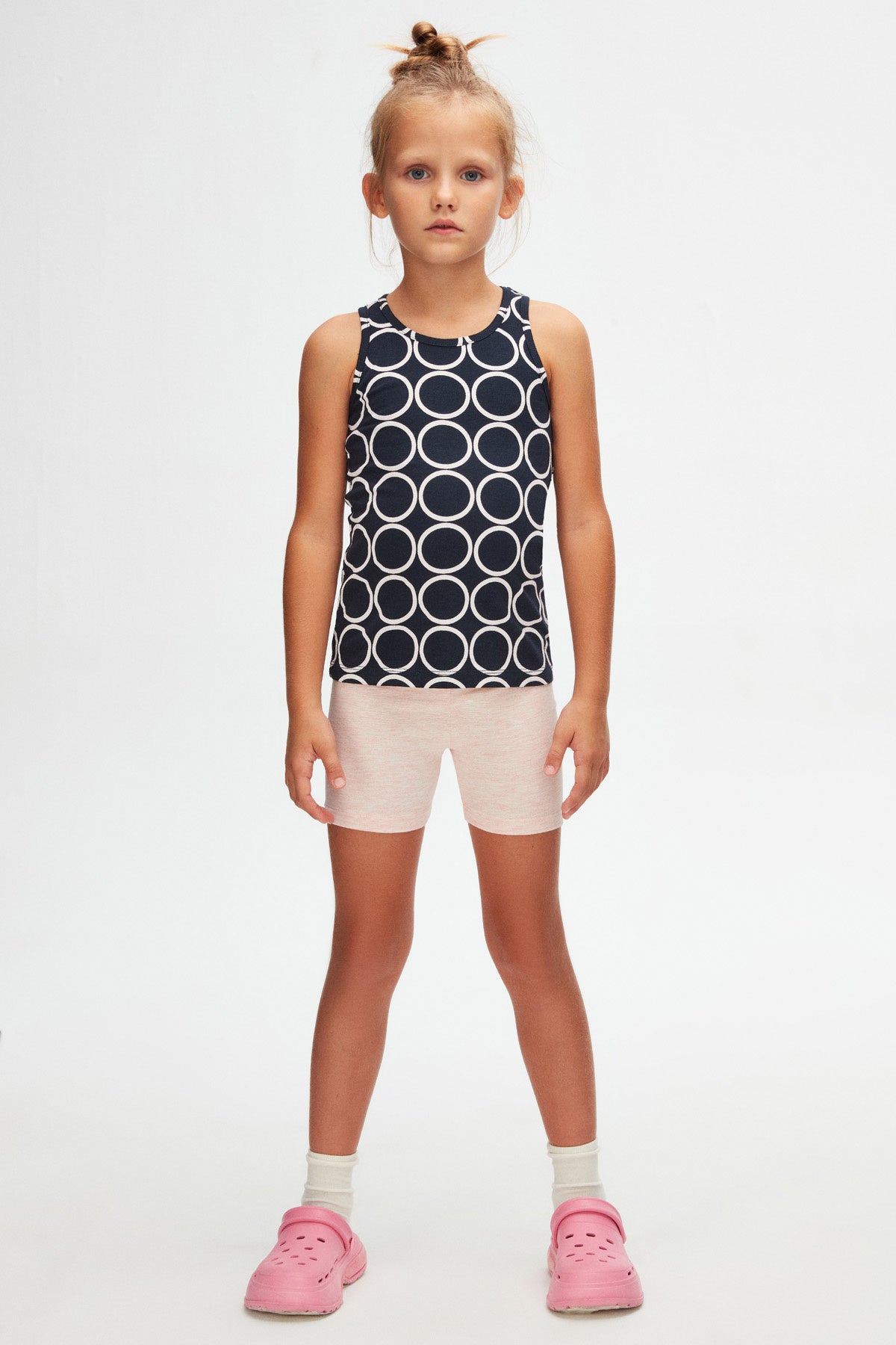 Girls' Monochrome Ring Patterned Sleeveless T-Shirt