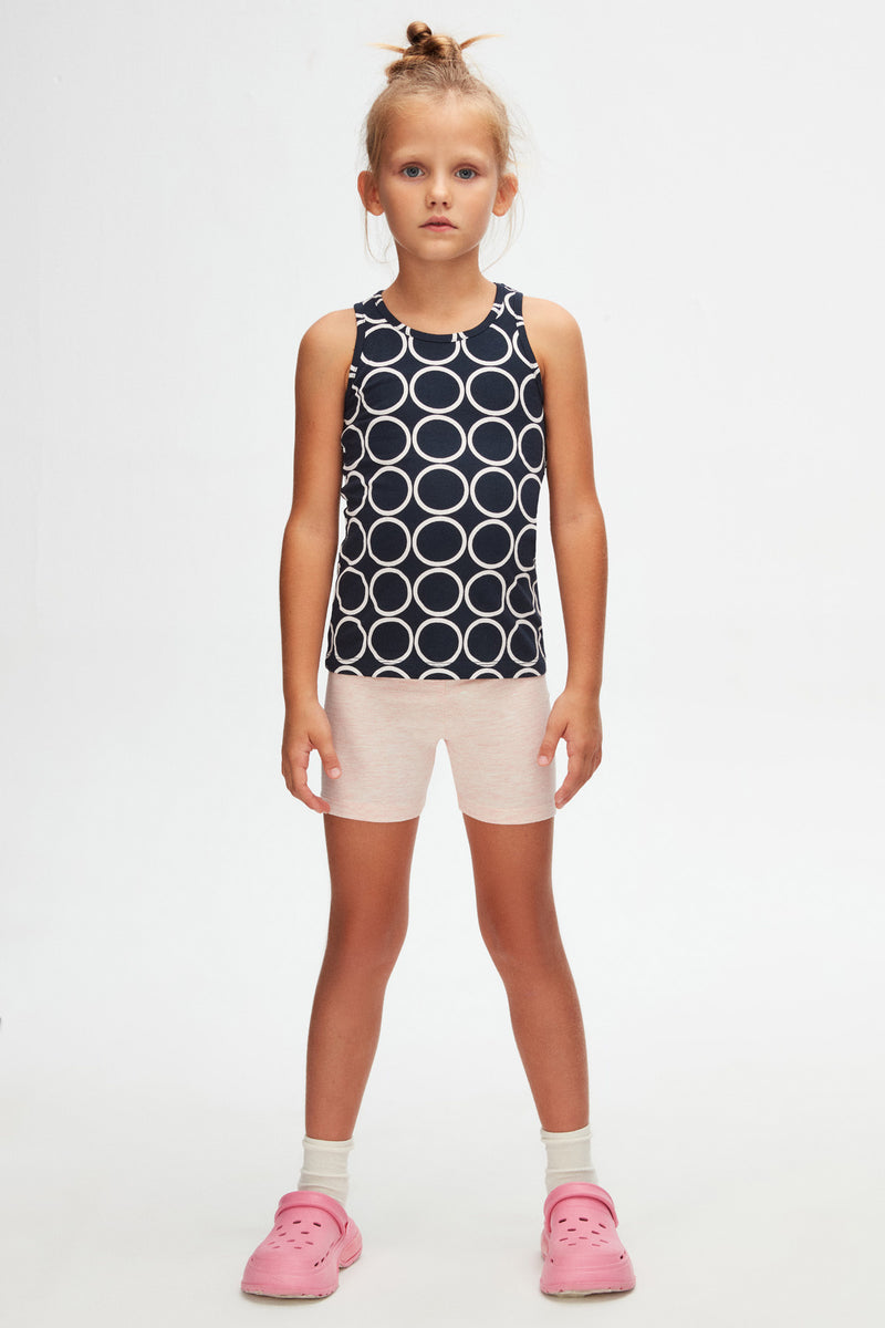 Girls' Monochrome Ring Patterned Sleeveless T-Shirt