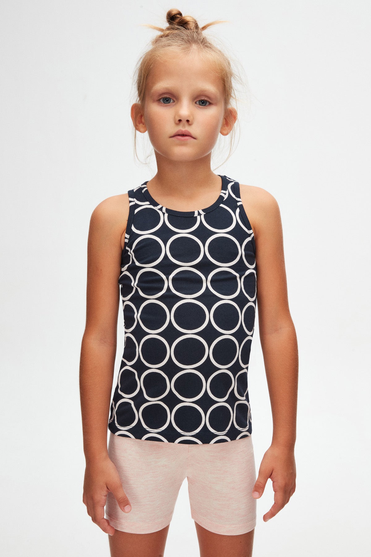 Girls' Monochrome Ring Patterned Sleeveless T-Shirt
