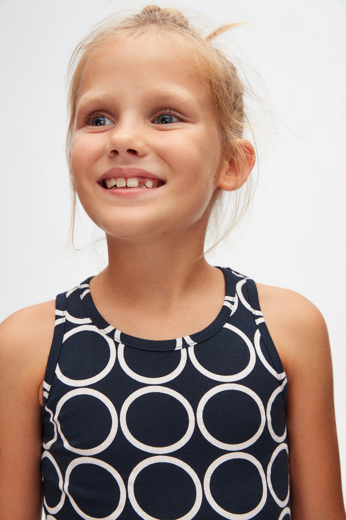 Girls' Monochrome Ring Patterned Sleeveless T-Shirt