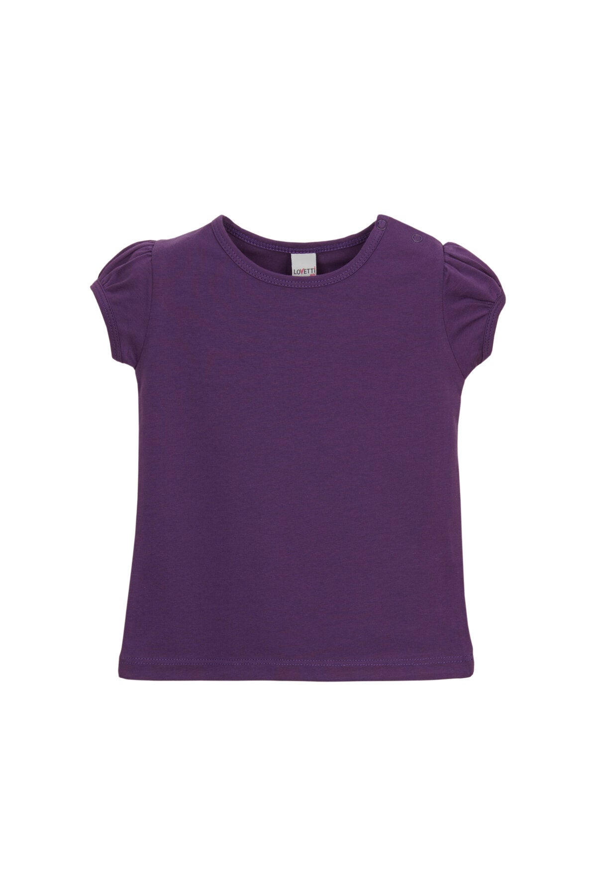 Baby Girl Basic Puff Sleeve Snap-Button T-Shirt (ROYAL PURPLE)