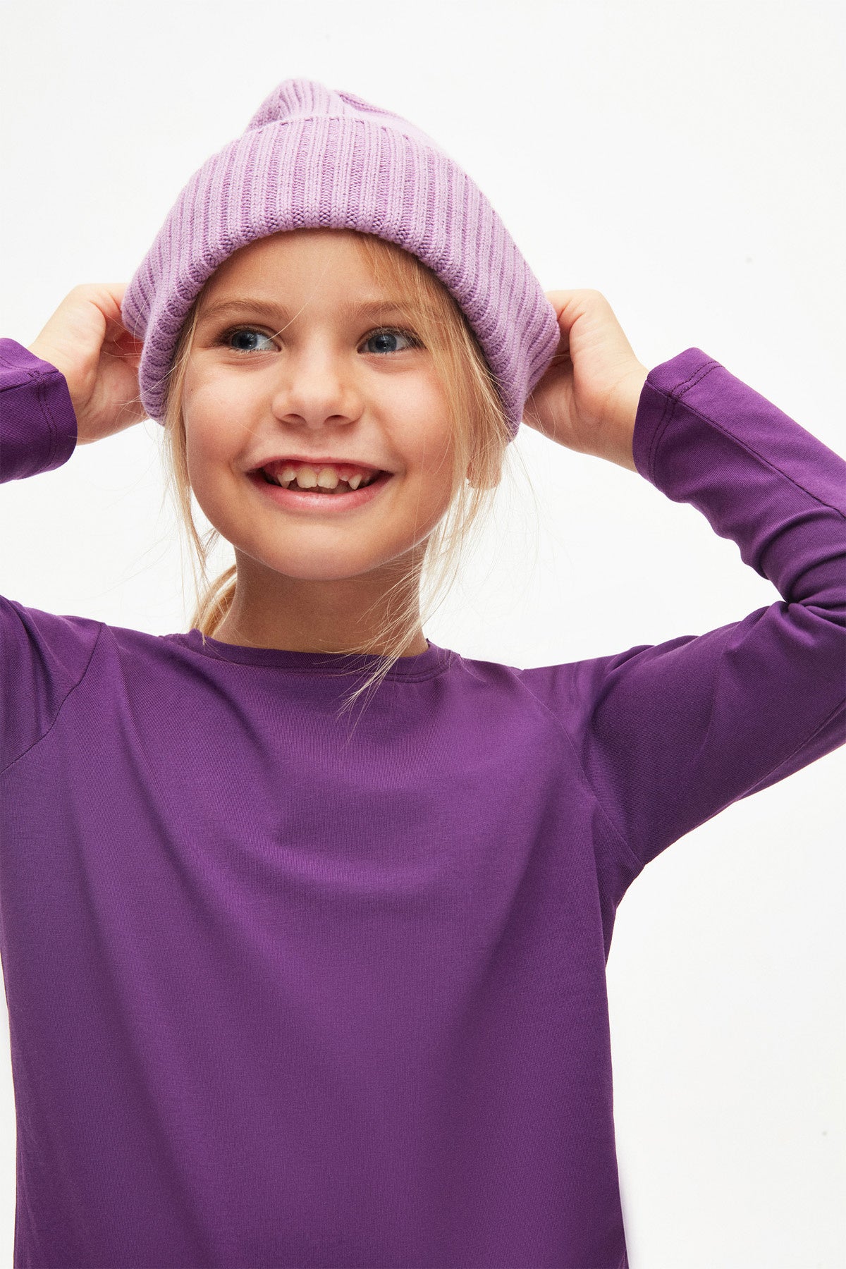 Basic Unisex Kids Seasonal Crew Neck Long Sleeve T-Shirt (ROYAL PURPLE)