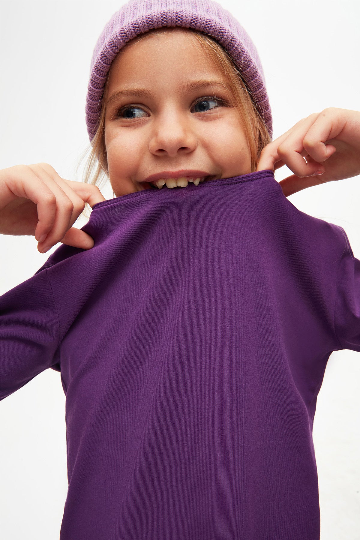 Basic Unisex Kids Seasonal Crew Neck Long Sleeve T-Shirt (ROYAL PURPLE)