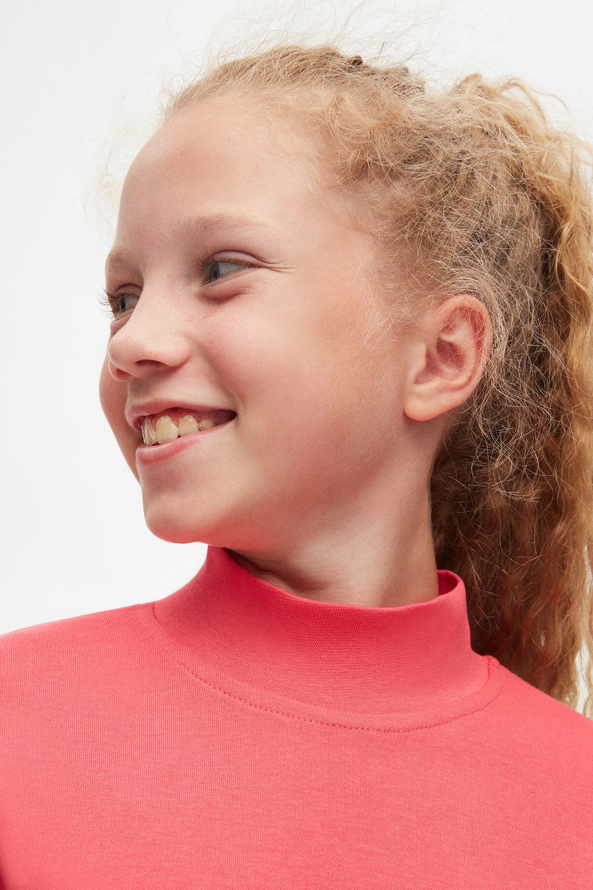 Girls' Basic Winter Mock Neck Long Sleeve T-Shirt (PARADISE PINK)