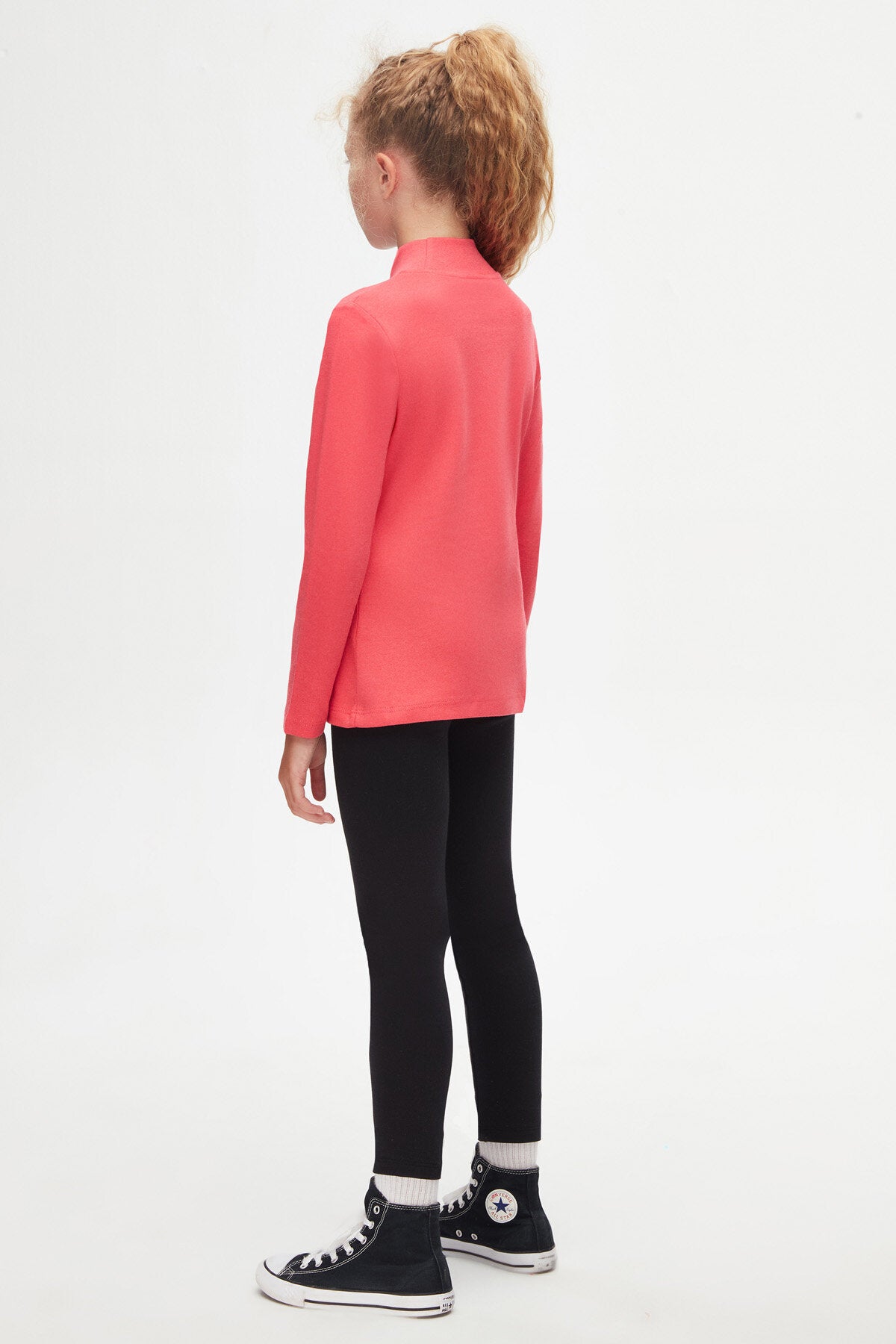 Girls' Basic Winter Mock Neck Long Sleeve T-Shirt (PARADISE PINK)