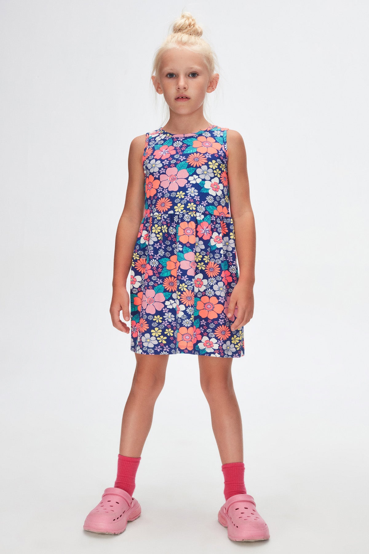 Neon Garden Girls' Patterned Sleeveless Dress