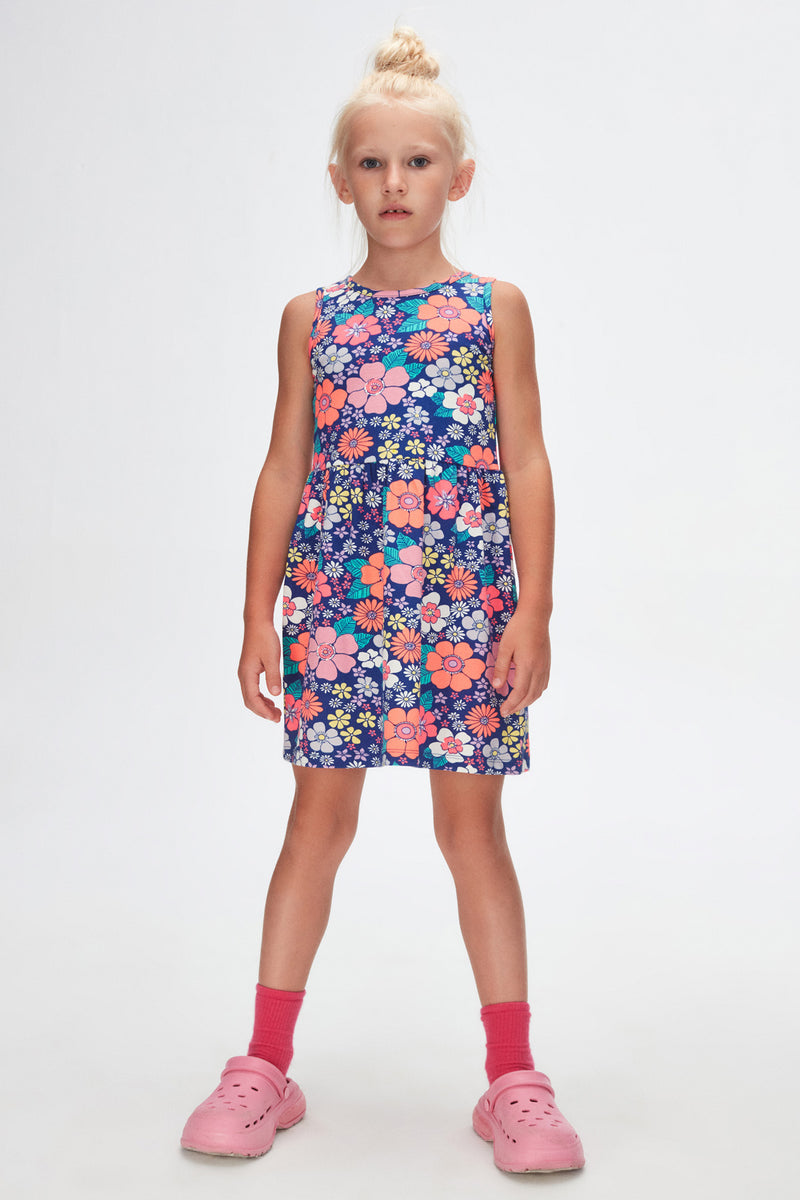 Neon Garden Girls' Patterned Sleeveless Dress