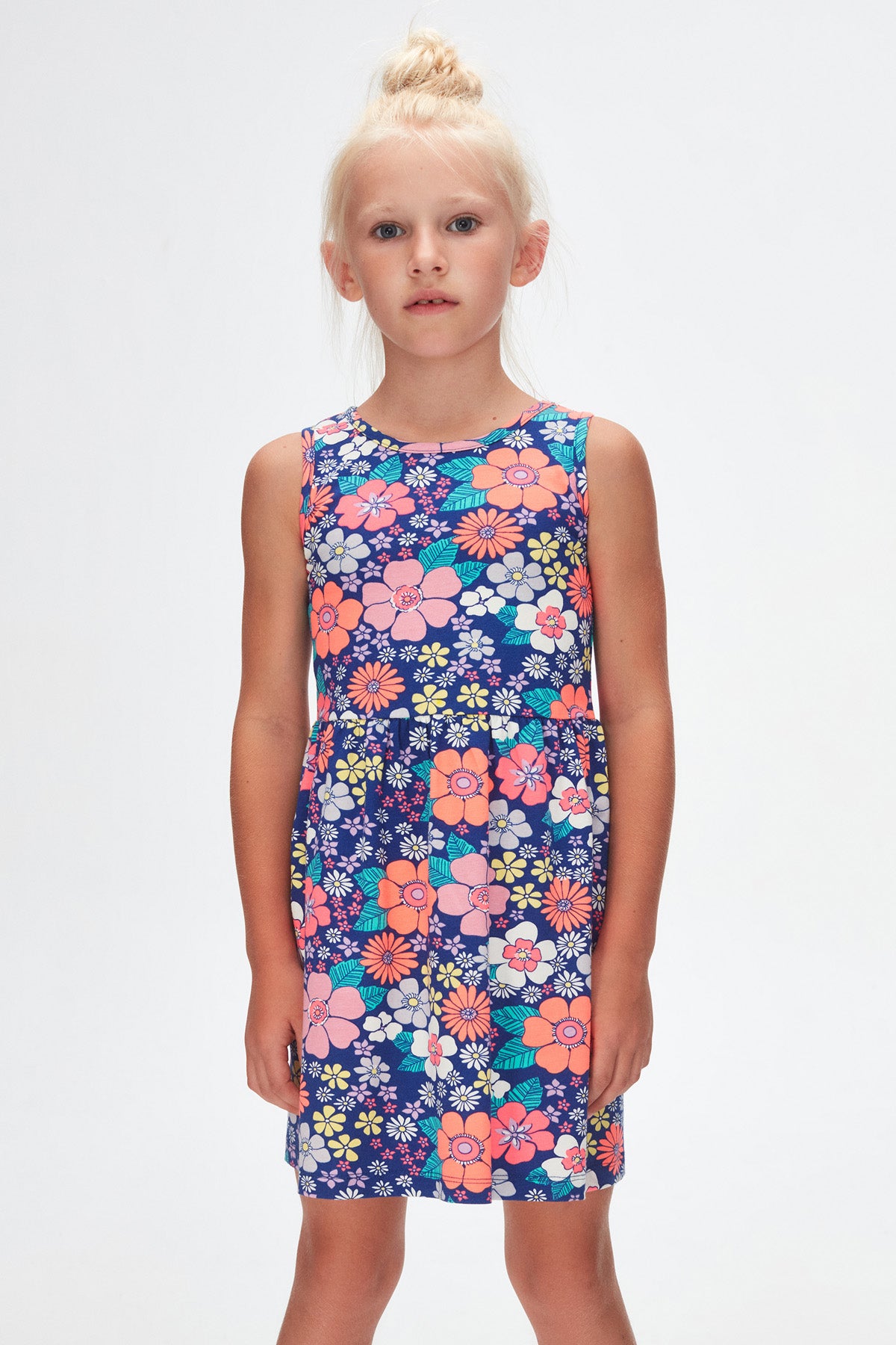 Neon Garden Girls' Patterned Sleeveless Dress