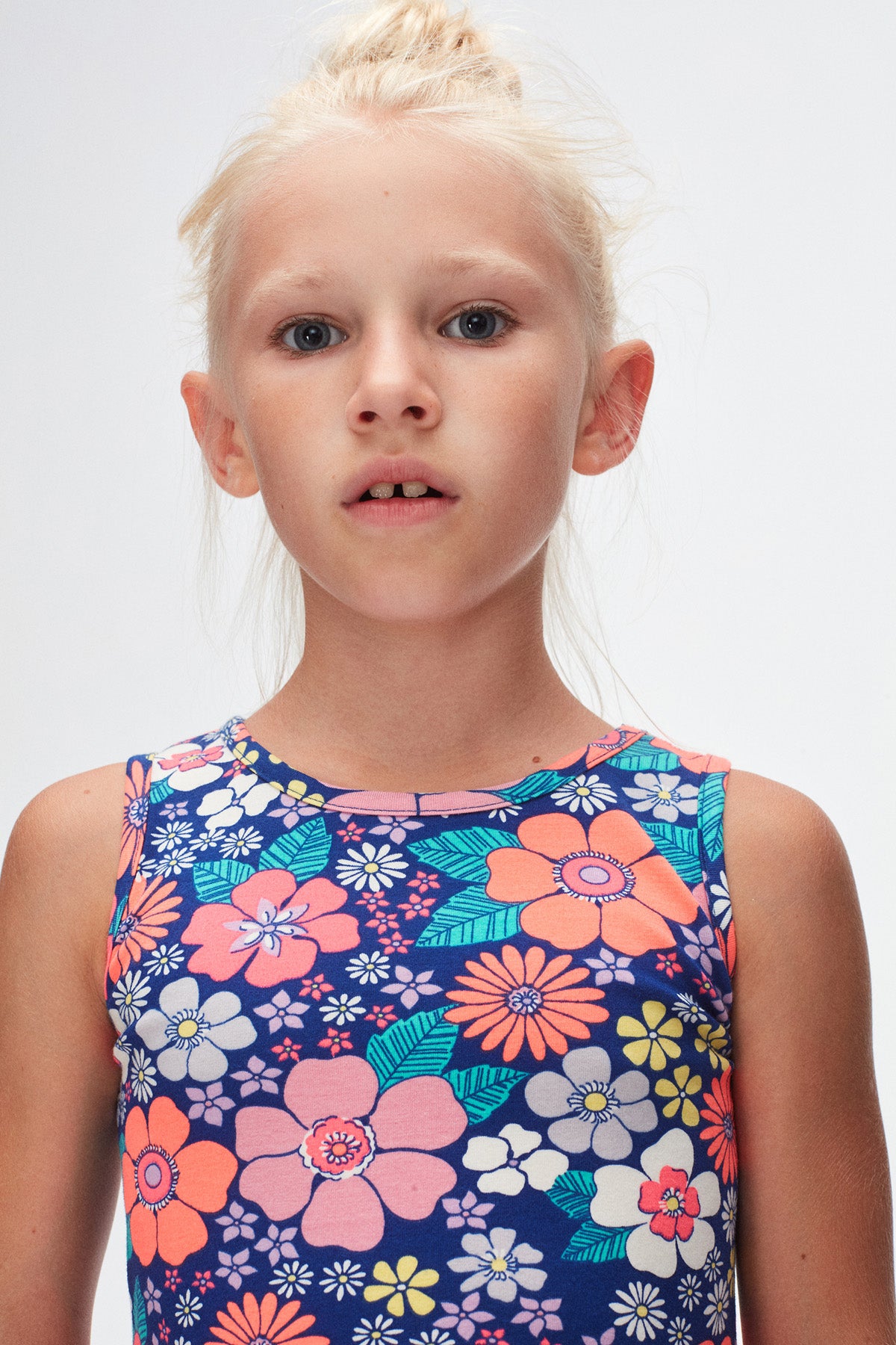 Neon Garden Girls' Patterned Sleeveless Dress