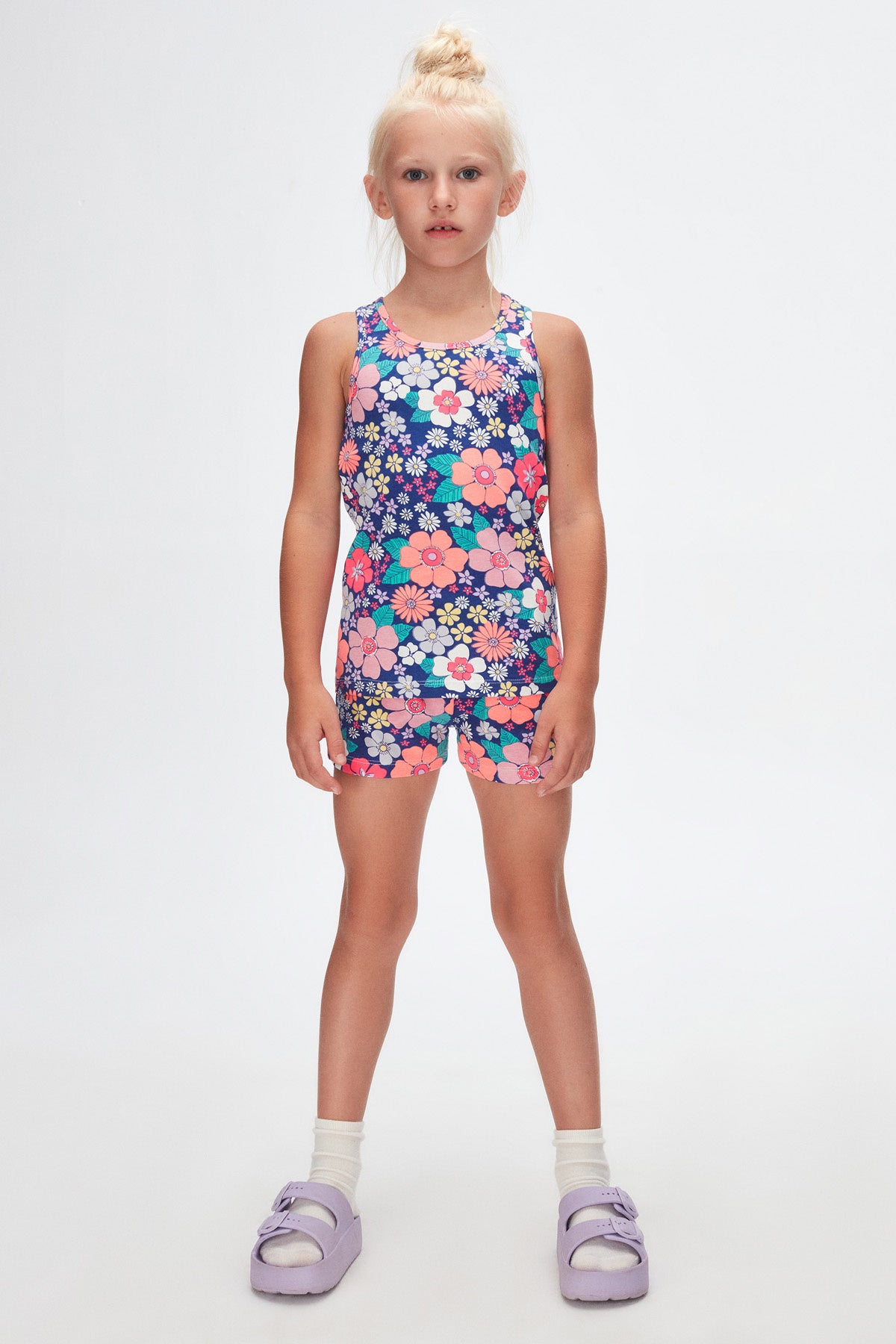 Neon Garden Girls Patterned Sleeveless T-Shirt