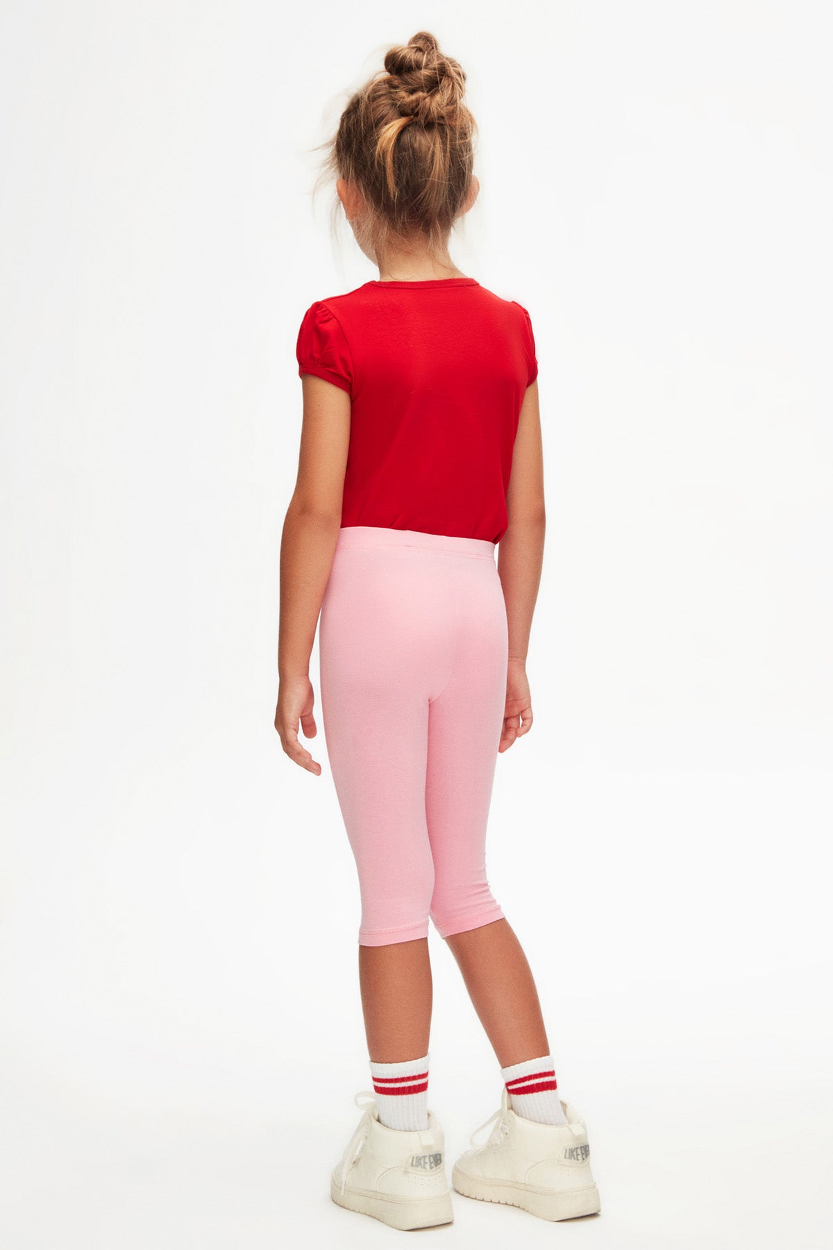 Girls' Basic Below-the-Knee Capri Leggings (PEONY PINK)