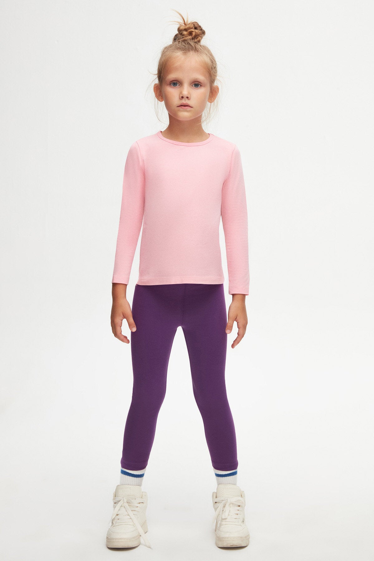 Girls' Basic Seasonal Stretch Long Sleeve T-Shirt (PEONY PINK)