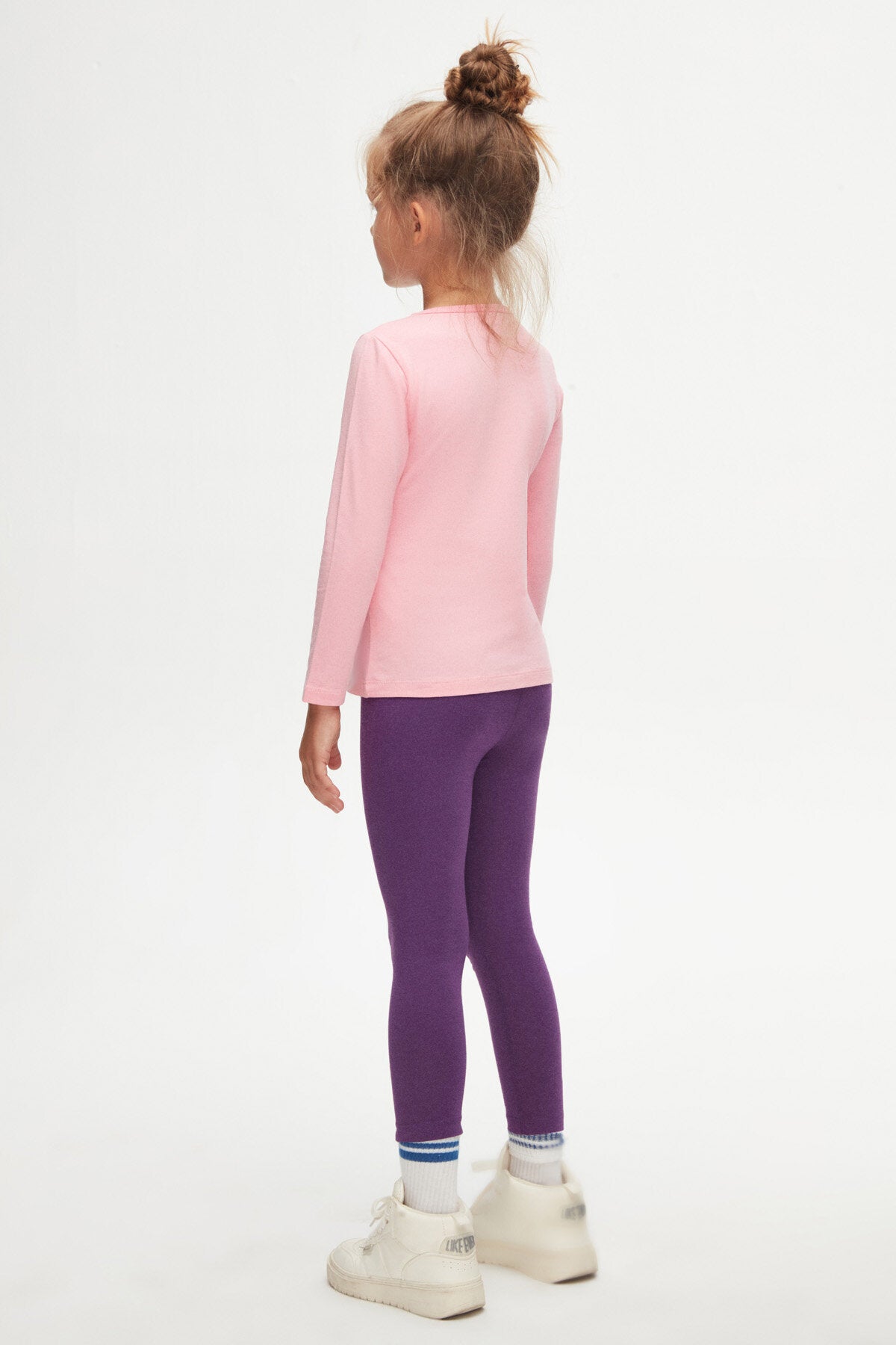 Girls' Basic Seasonal Stretch Long Sleeve T-Shirt (PEONY PINK)