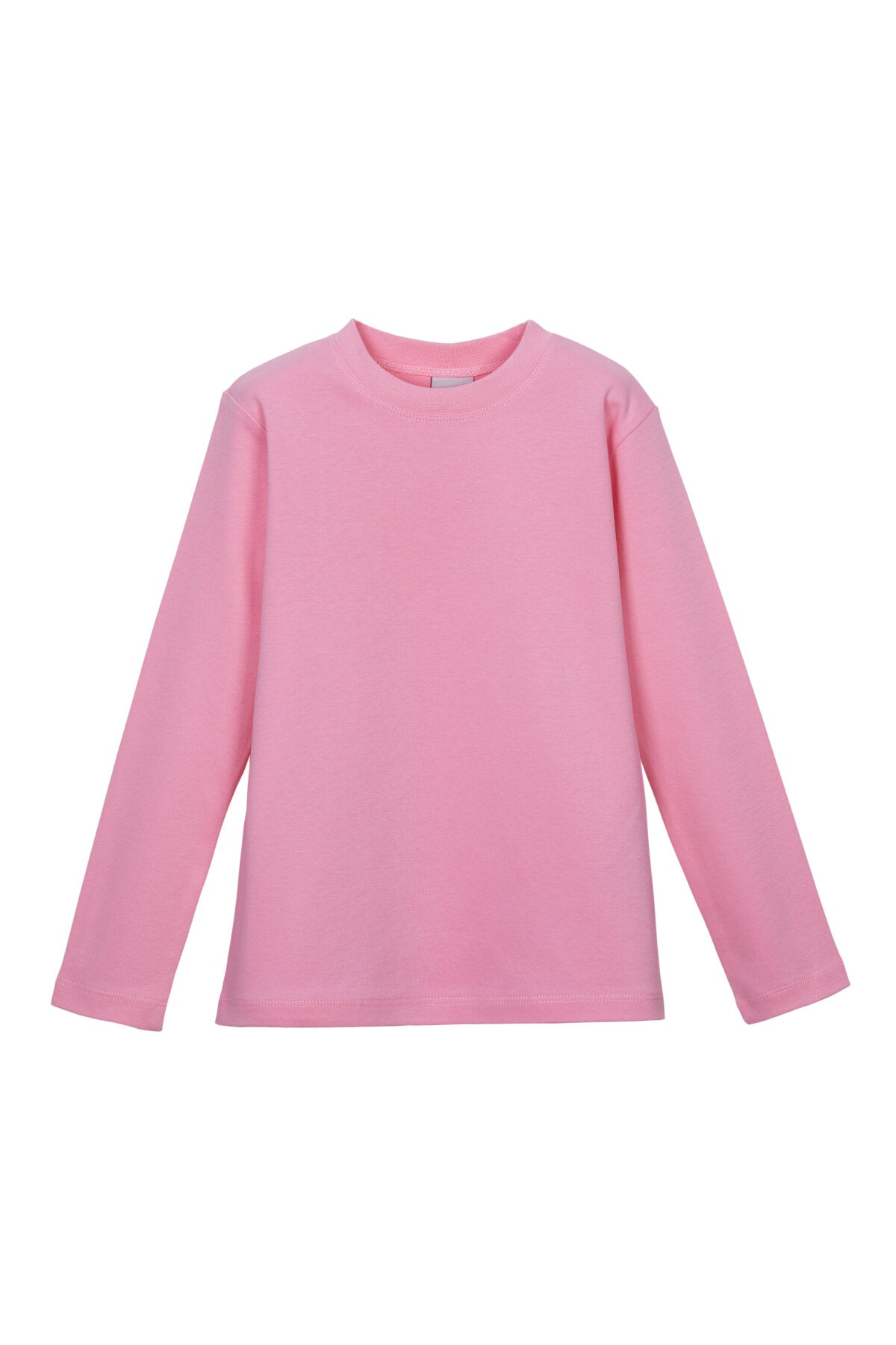 Basic Unisex Kids Winter Crew Neck Long Sleeve T-Shirt (PEONY PINK)