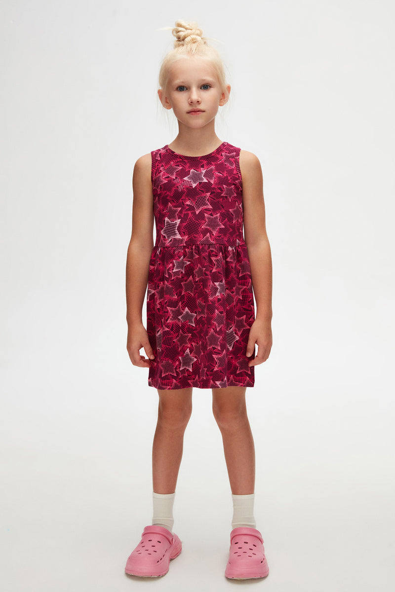 Pointing Stars Girls Patterned Sleeveless Dress