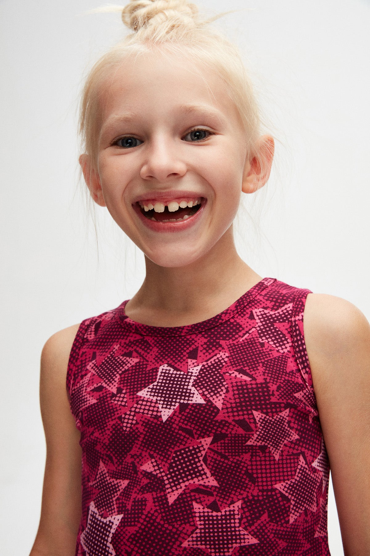 Pointing Stars Girls Patterned Sleeveless Dress