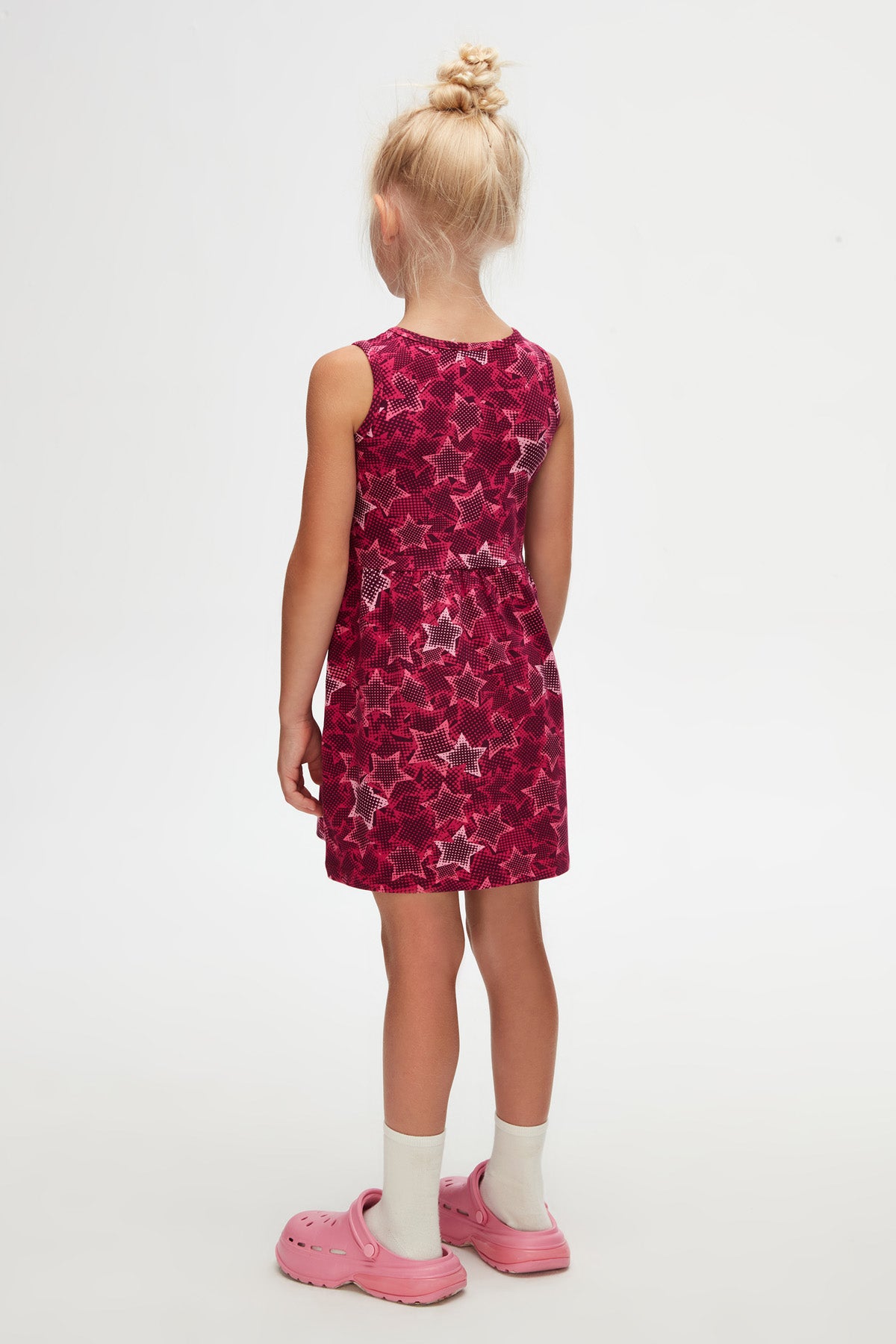 Pointing Stars Girls Patterned Sleeveless Dress_sizechart