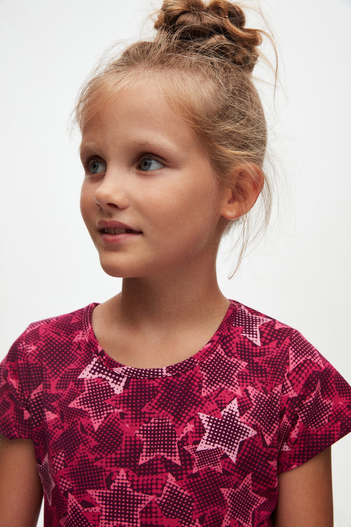 Pointing Stars Girls' Patterned Short Sleeve Dress