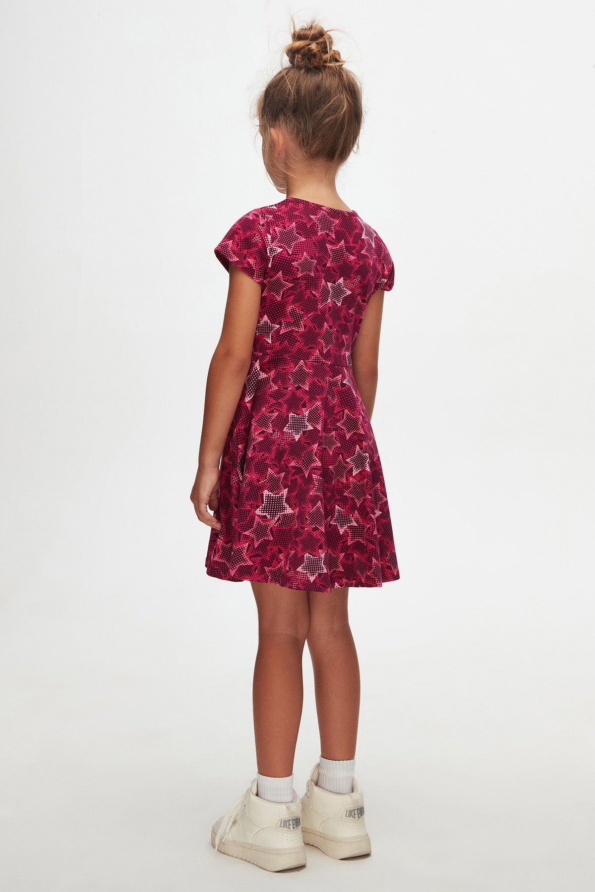 Pointing Stars Girls' Patterned Short Sleeve Dress_sizechart