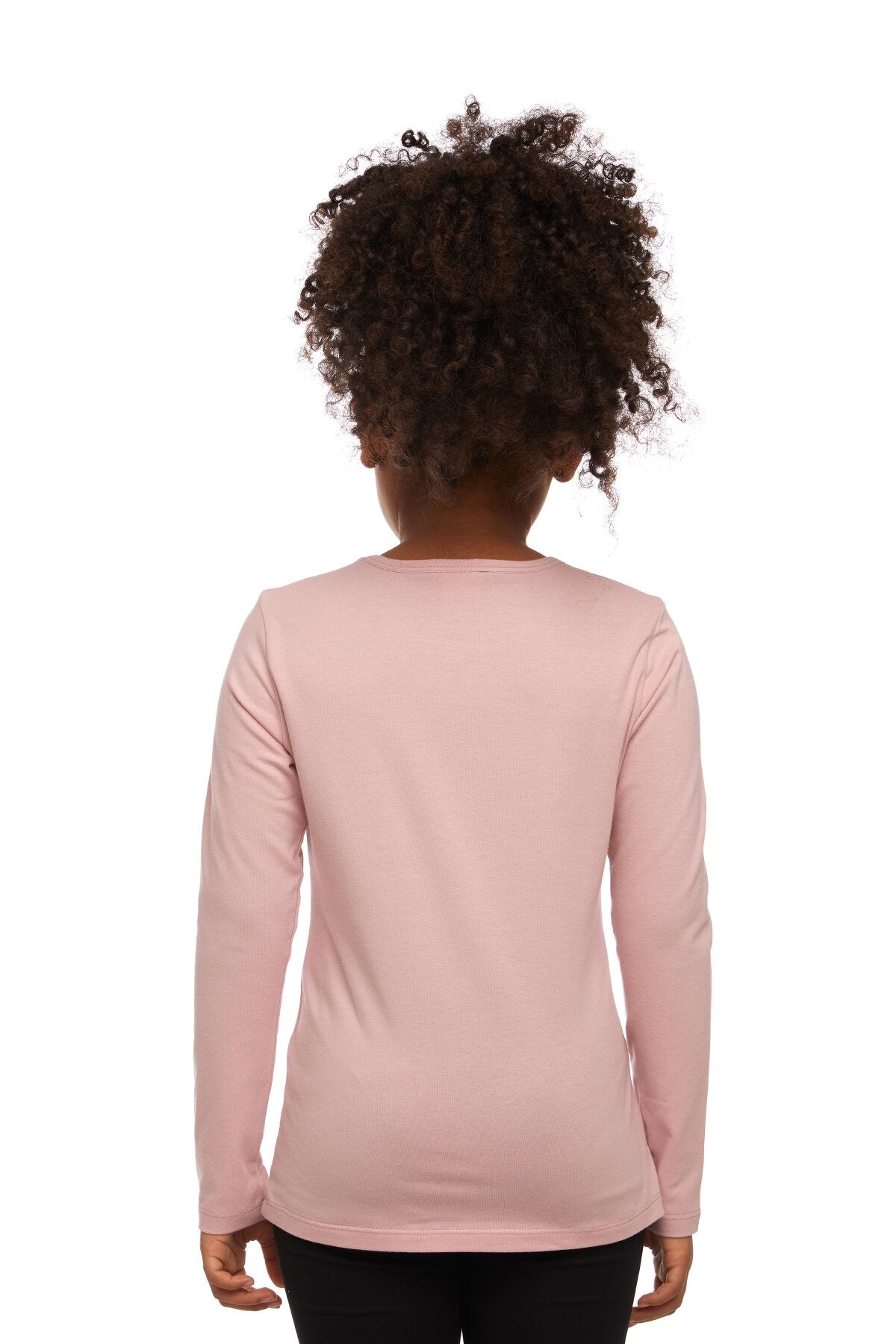 Girls' Basic Seasonal Stretch Long Sleeve T-Shirt (POWDER PINK)