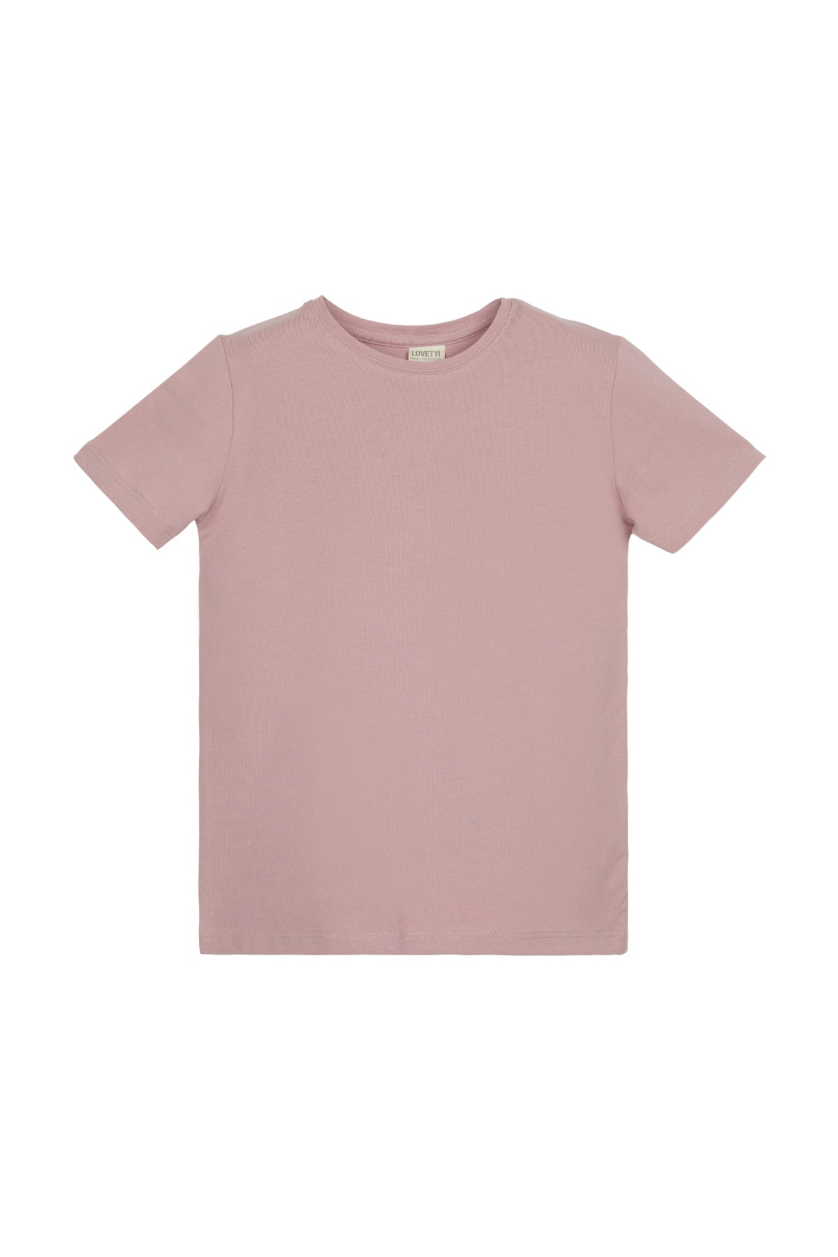 Basic Unisex Kids Crew Neck Short Sleeve T-Shirt (POWDER PINK)