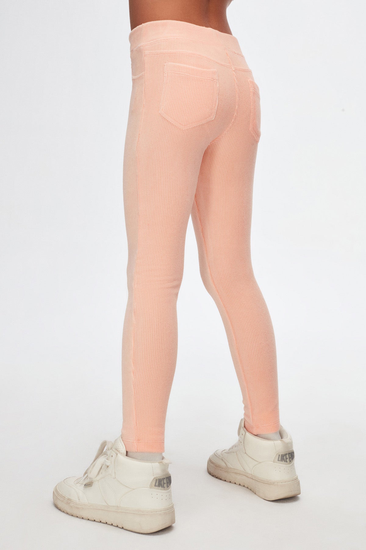 Girls' Ribbed Corduroy Leggings with Pockets (POWDER PINK)