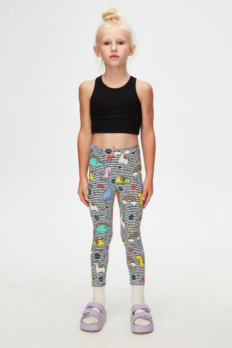 Girls' Rainbow Unicorn Patterned Summer Leggings
