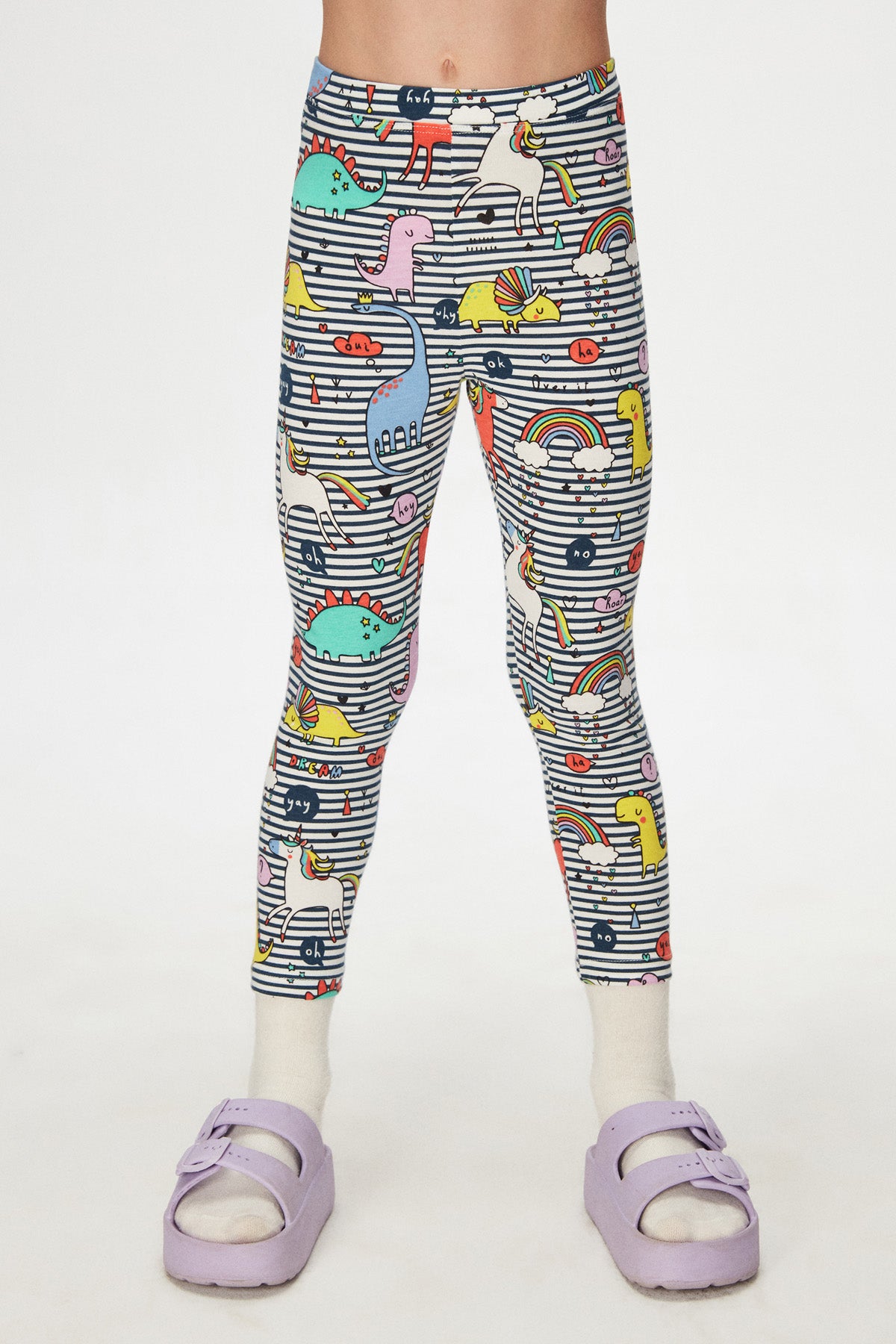 Girls' Rainbow Unicorn Patterned Summer Leggings