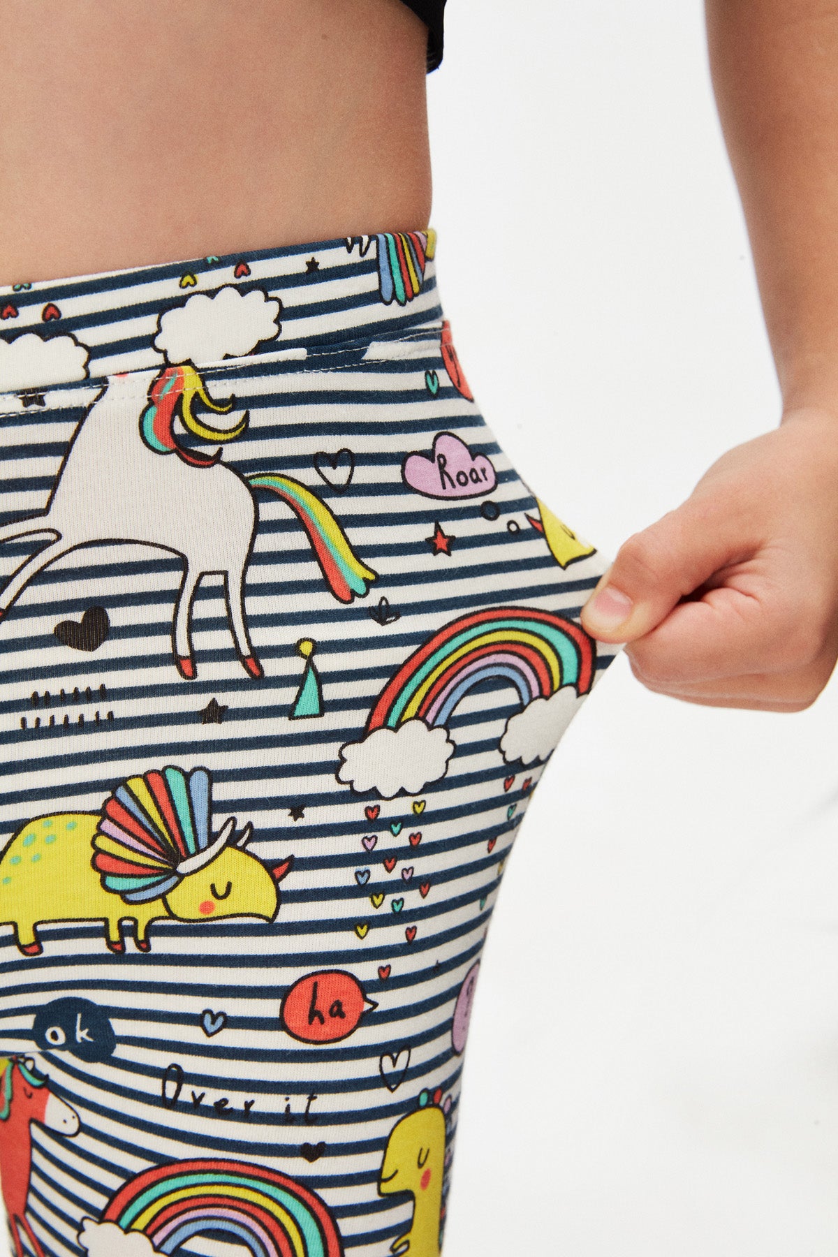 Girls' Rainbow Unicorn Patterned Summer Leggings