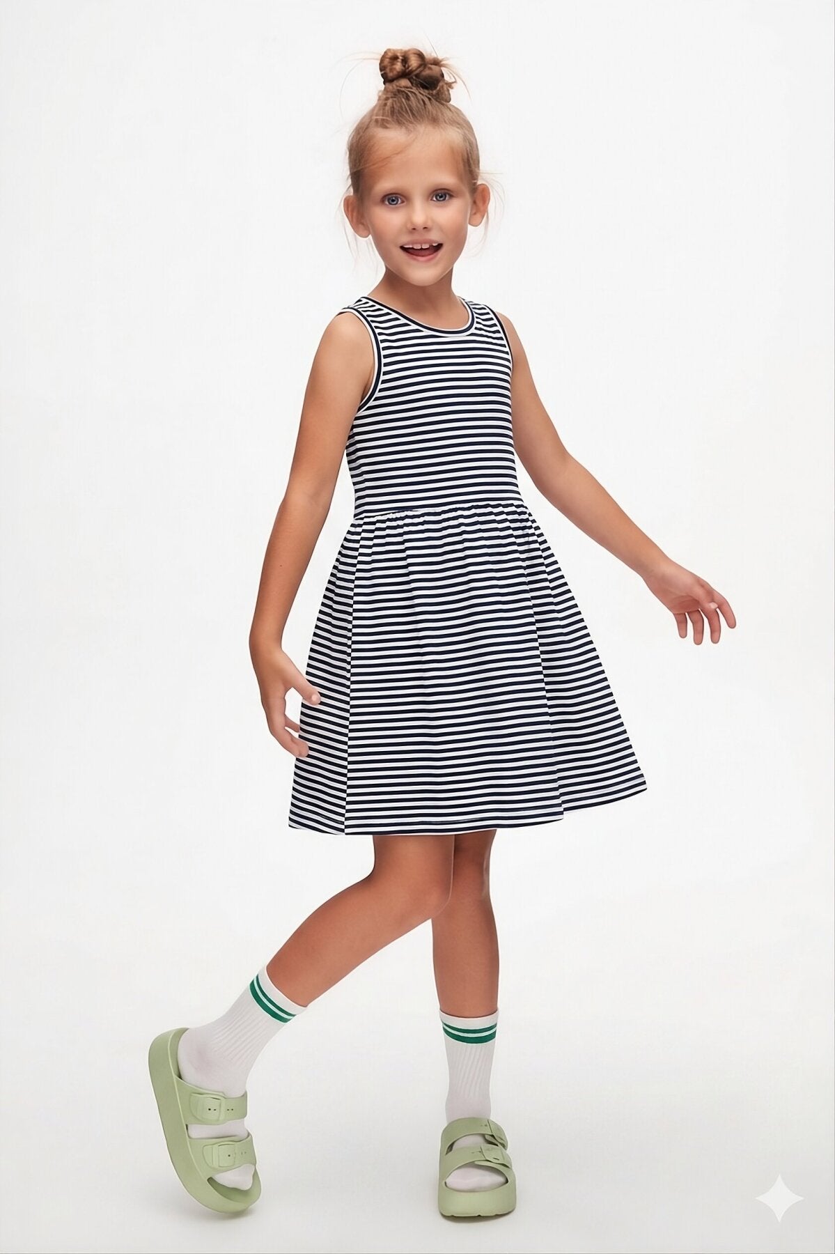 Girls' Striped Sleeveless Dress