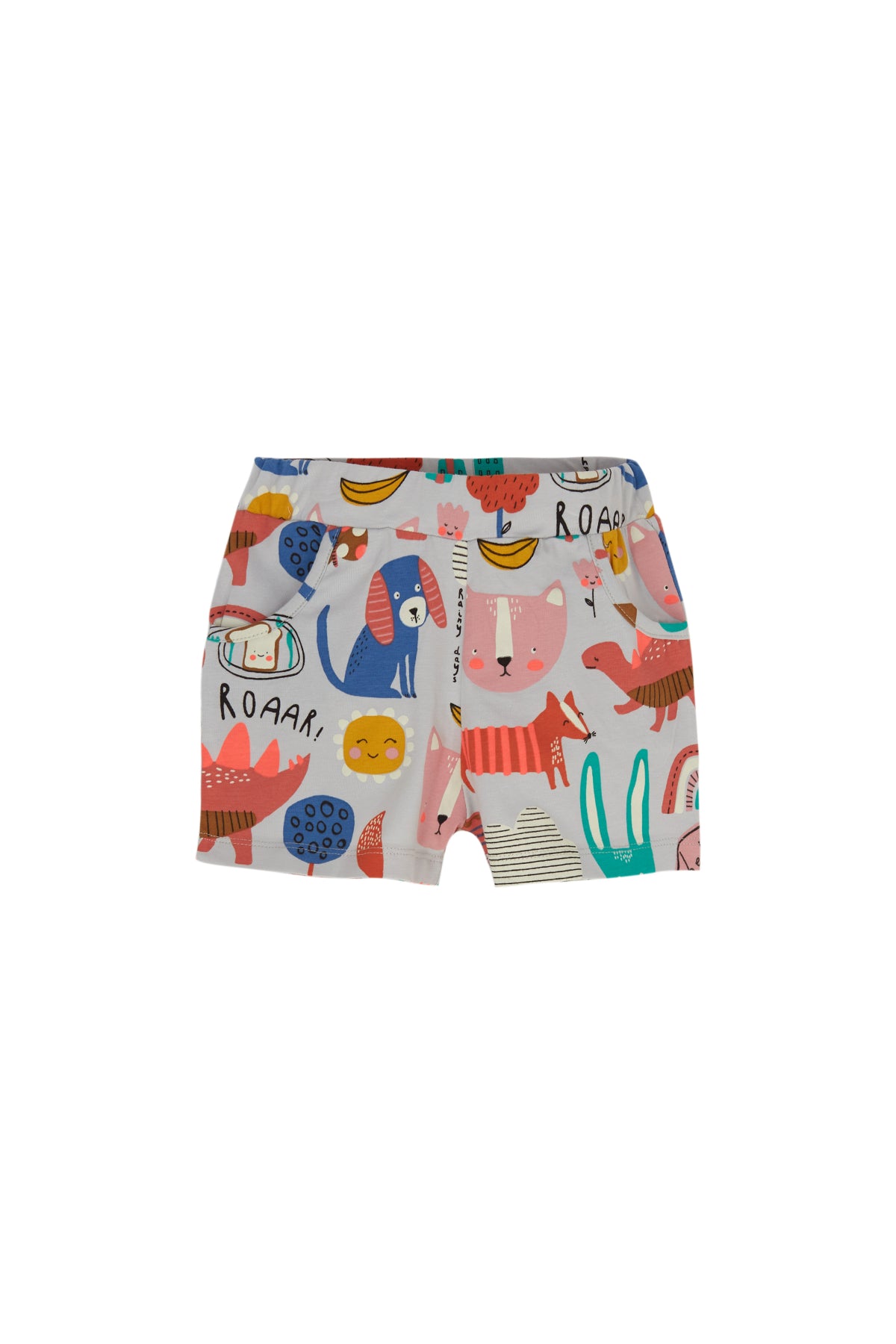 Girls' Roaring Animals Patterned Pocket Shorts