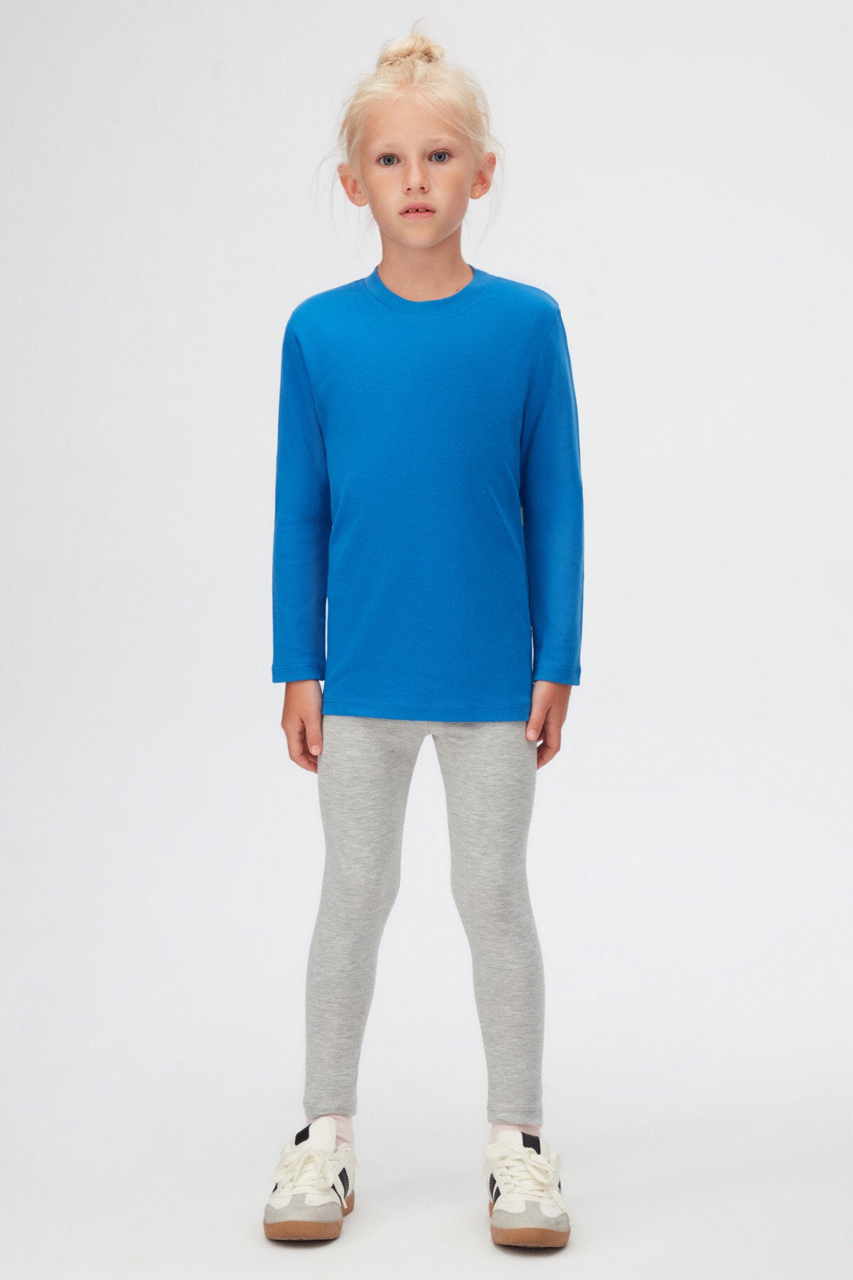 Girls' Basic Winter Crew Neck Long Sleeve T-Shirt (IMPERIAL BLUE)