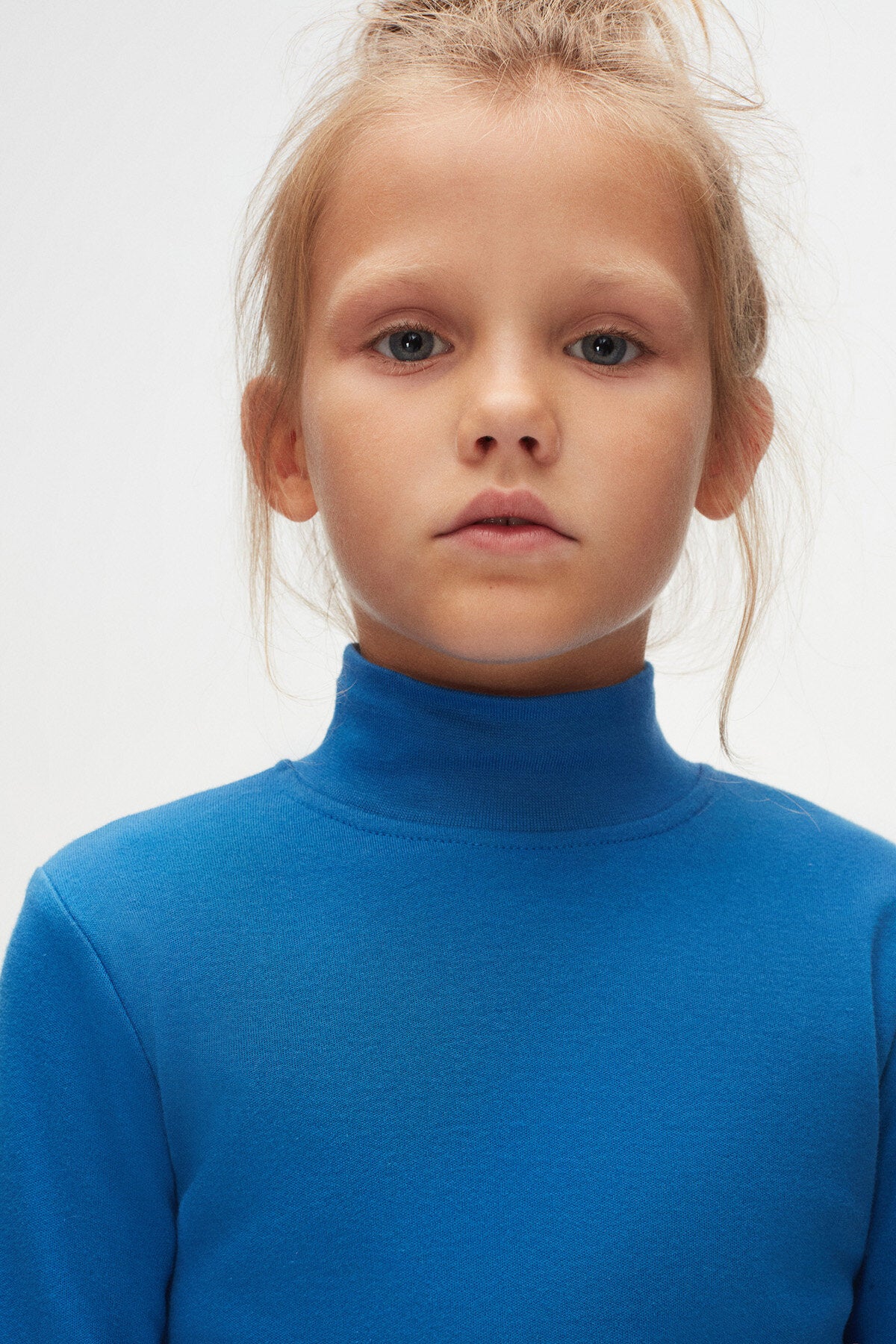 Girls' Basic Winter Mock Neck Long Sleeve T-Shirt (IMPERIAL BLUE)