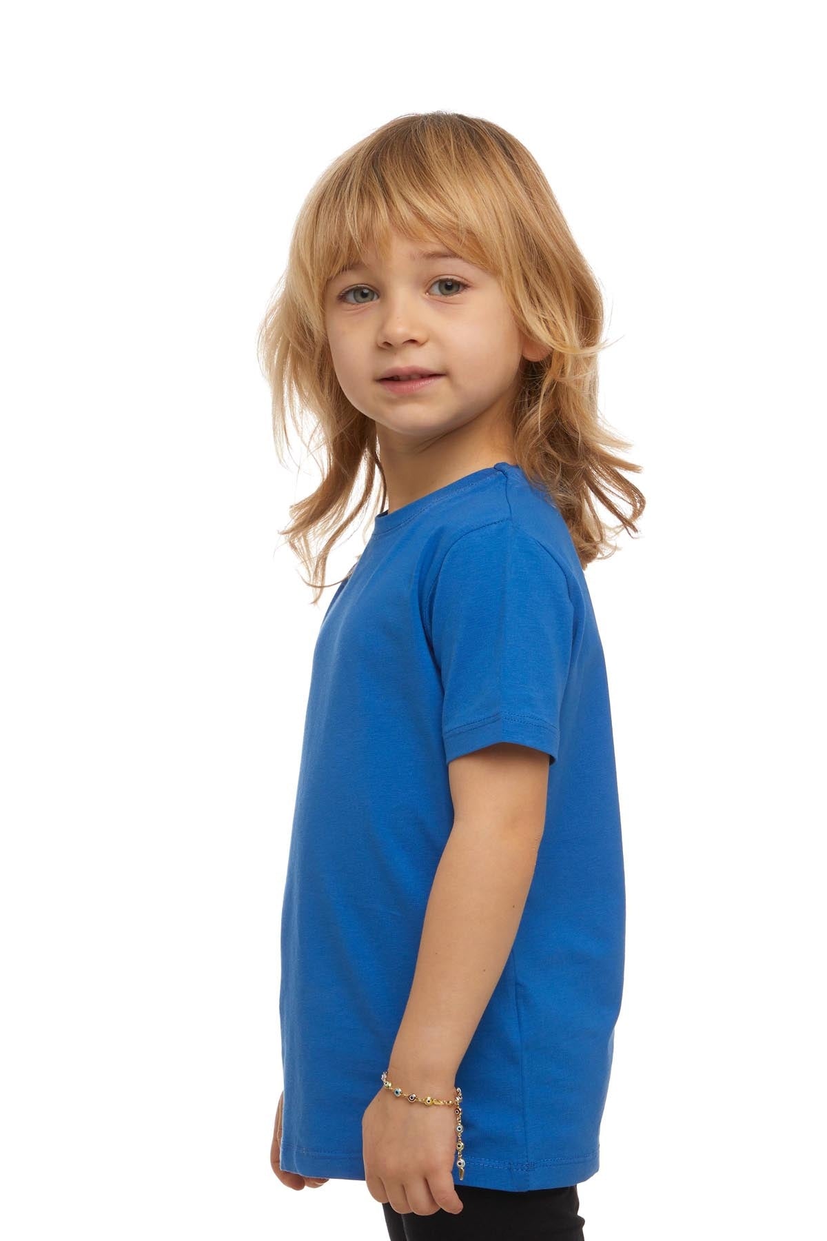 Basic Unisex Kids Crew Neck Short Sleeve T-Shirt (IMPERIAL BLUE)