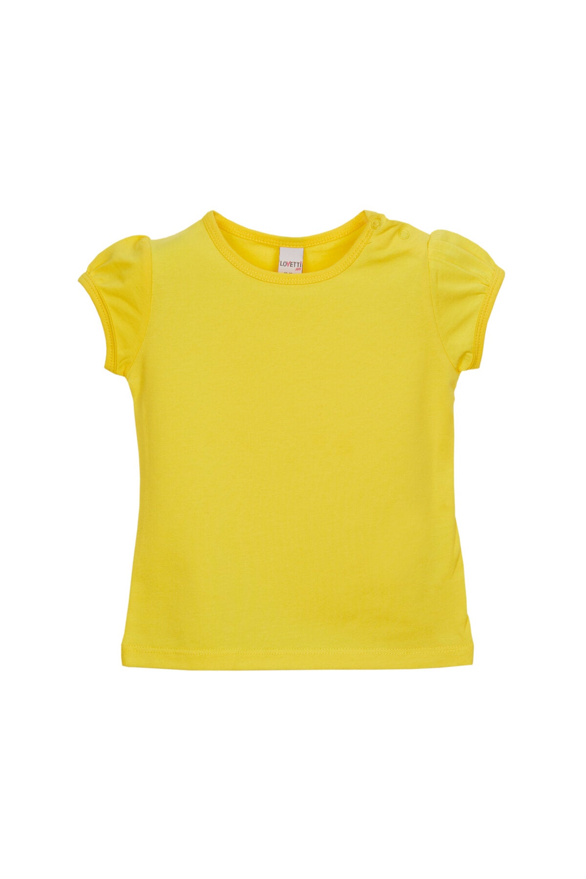 Baby Girl Basic Puff Sleeve Snap-Button T-Shirt (FREESIA YELLOW)