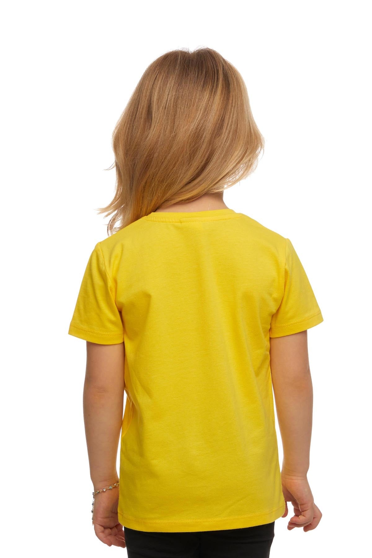 Basic Unisex Kids Crew Neck Short Sleeve T-Shirt (FREESIA YELLOW)