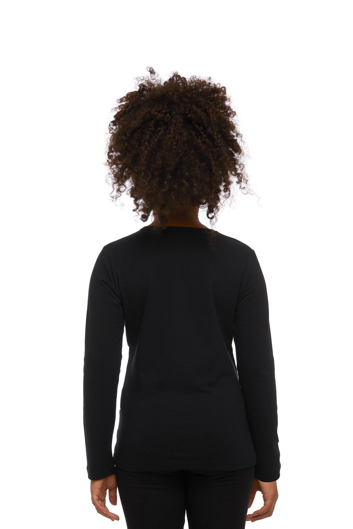 Girls' Basic Seasonal Stretch Long Sleeve T-Shirt (BLACK)