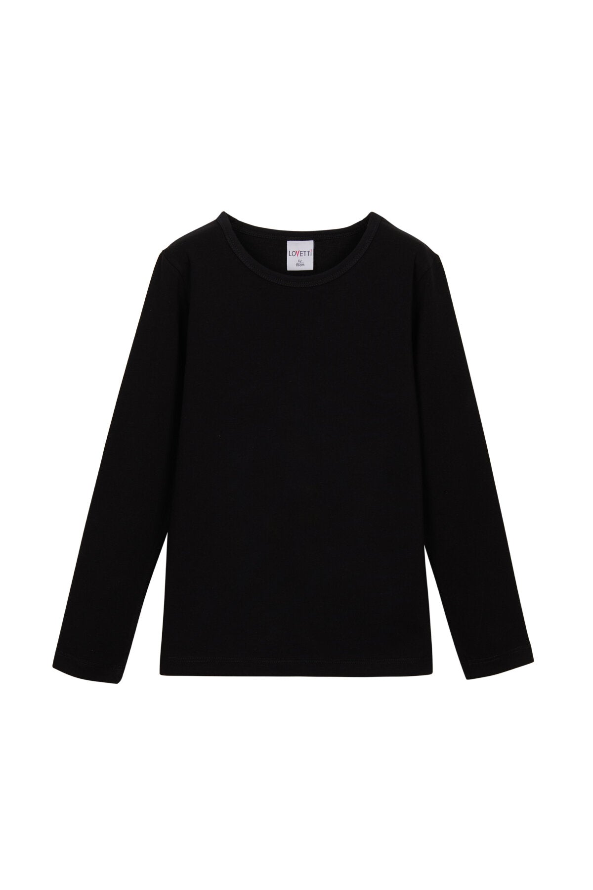 Girls' Basic Seasonal Stretch Long Sleeve T-Shirt (BLACK)