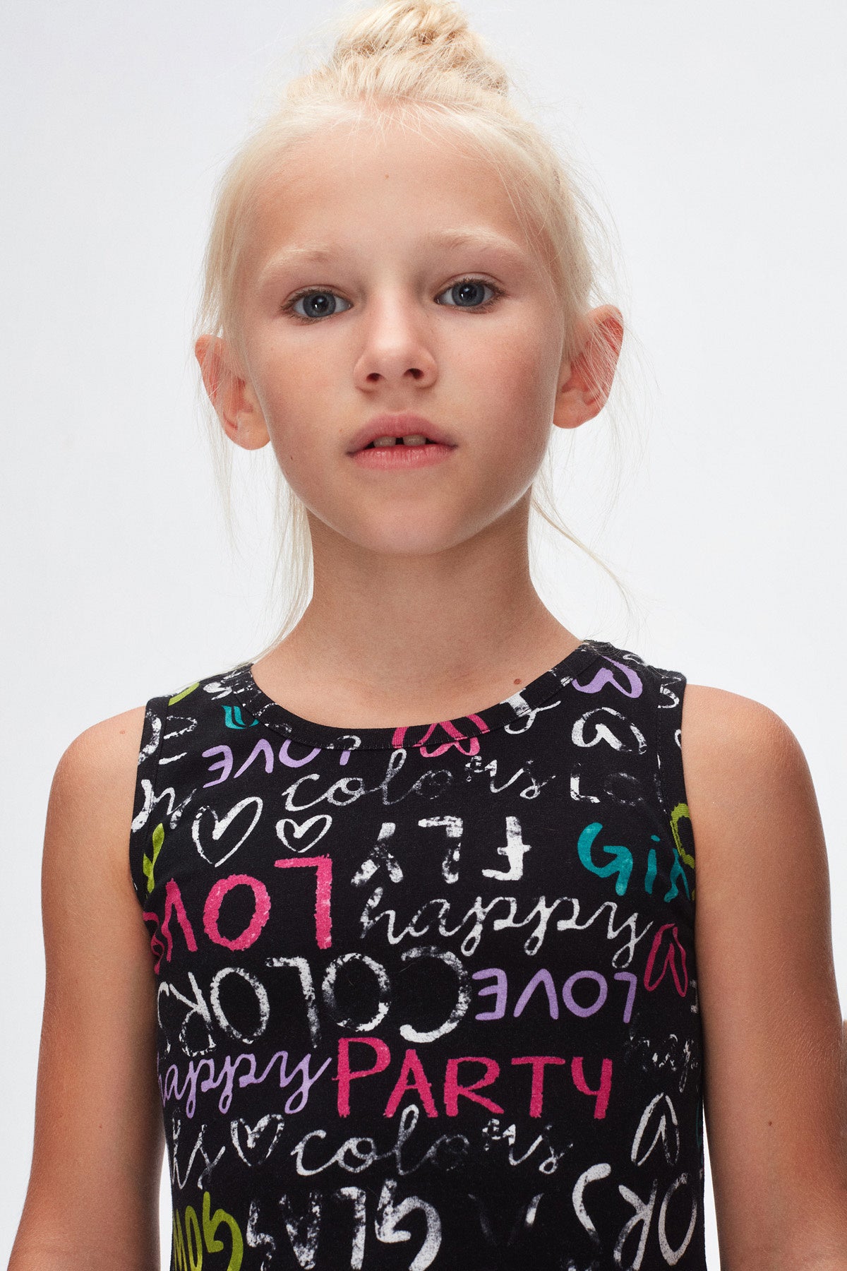 Girls' Glasgow Pattern Sleeveless Dress (BLACK)