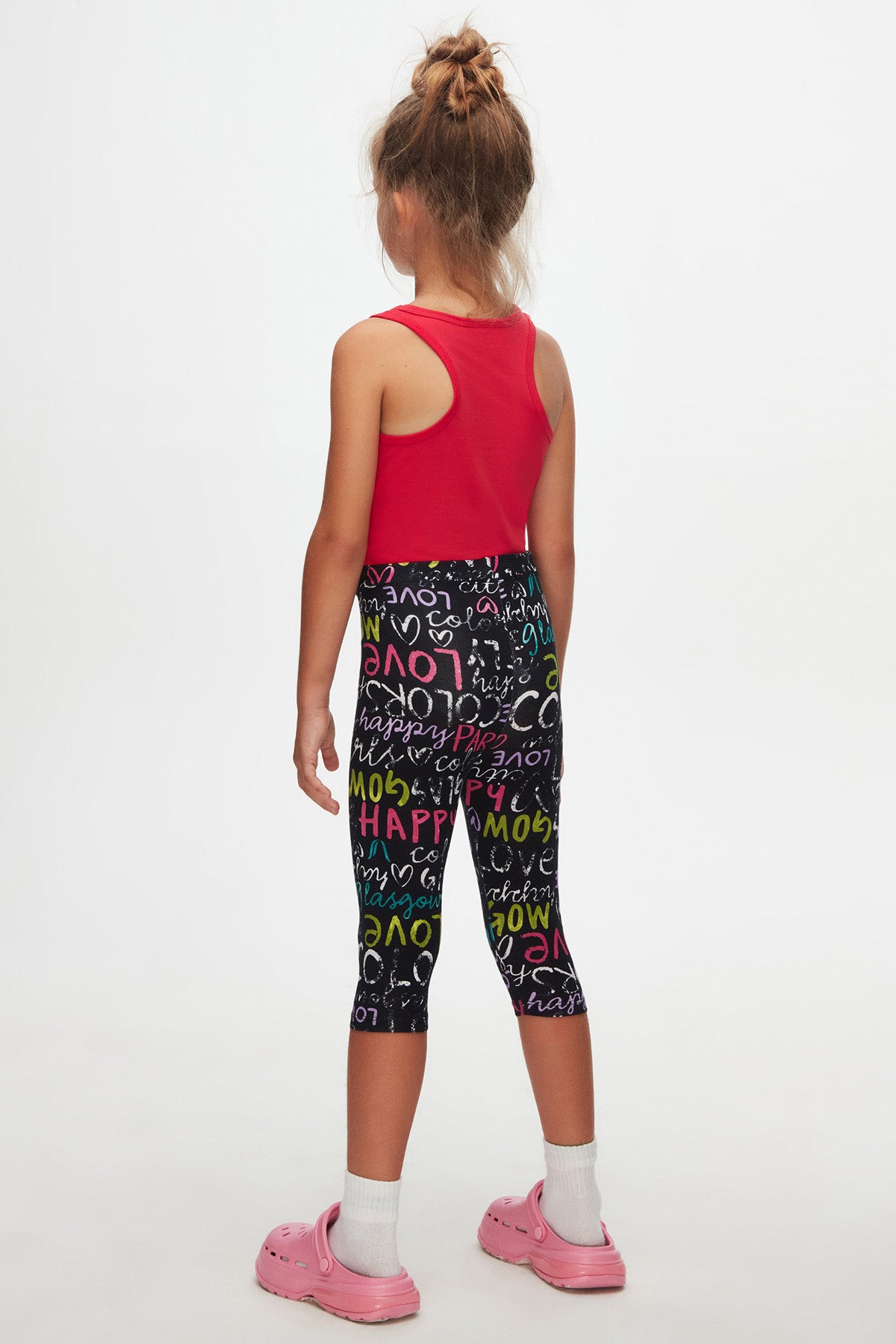 Glasgow Girls Patterned Below-the-Knee Capri Leggings (BLACK)