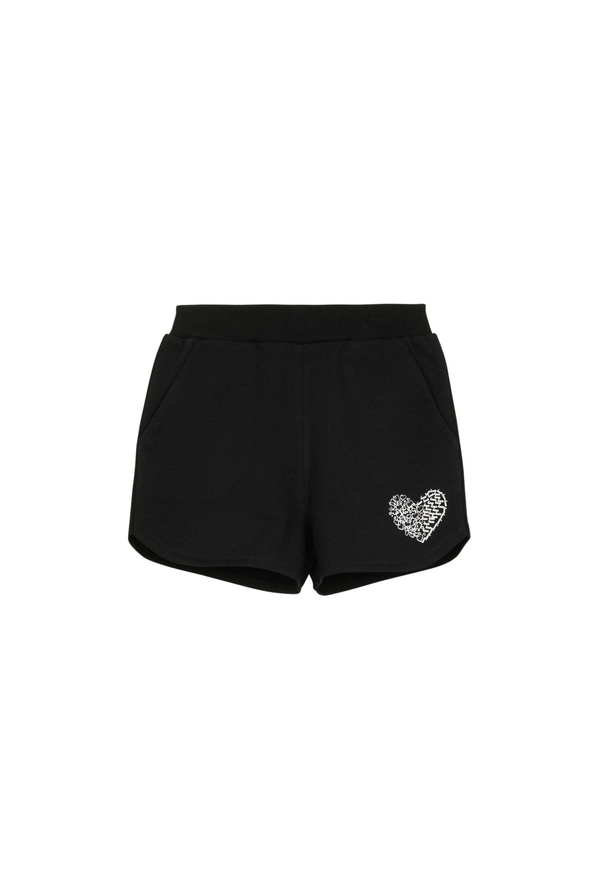 Girls' Heart Print French Terry Shorts (BLACK)