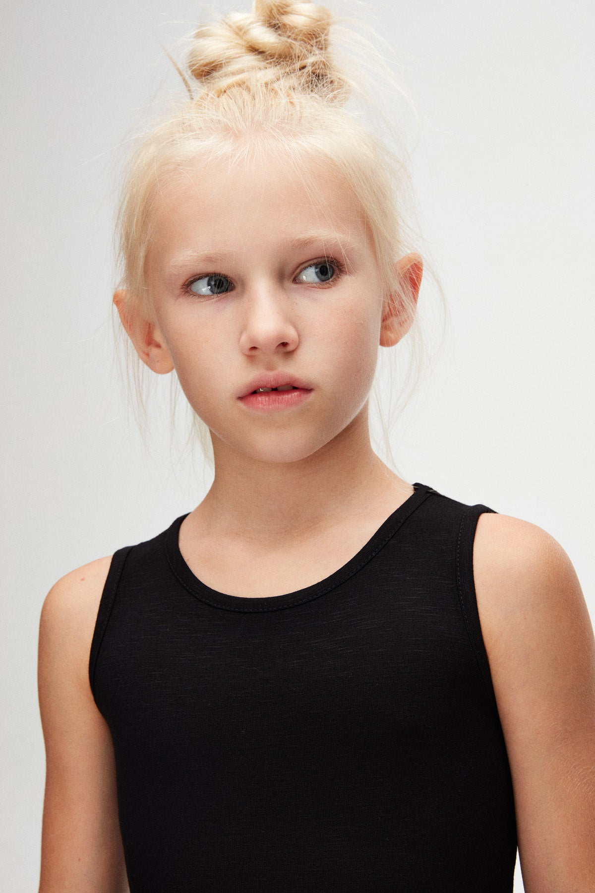 Girls' Slub Viscose Strap Dress (BLACK)