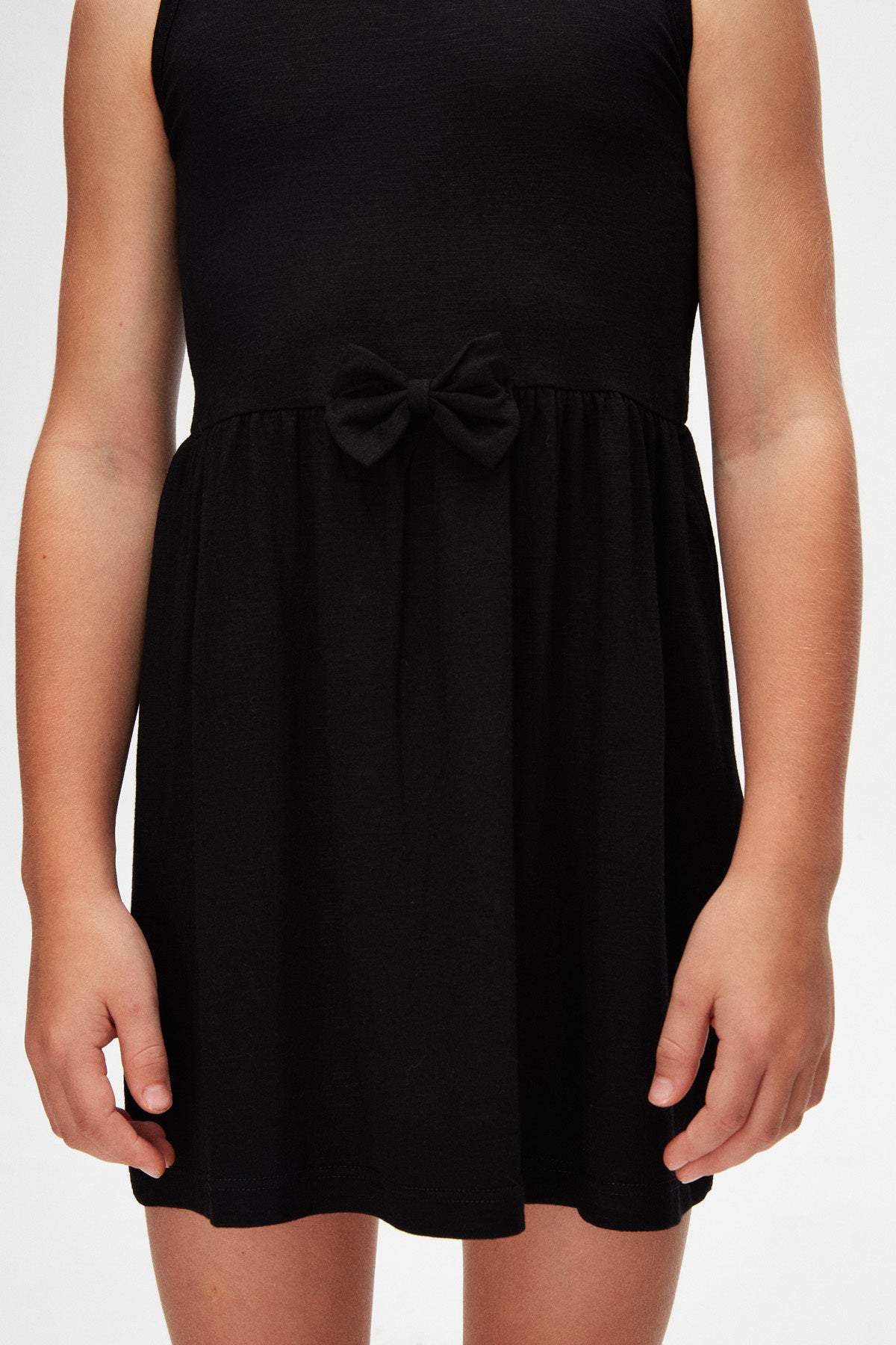 Girls' Slub Viscose Strap Dress (BLACK)