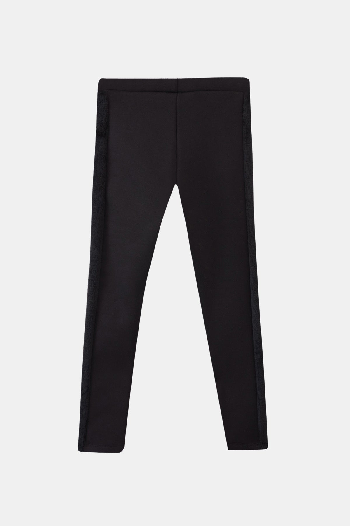 Girls' Fleece-Lined Fuzzy Side Panel Extra Thick Winter Leggings (BLACK)