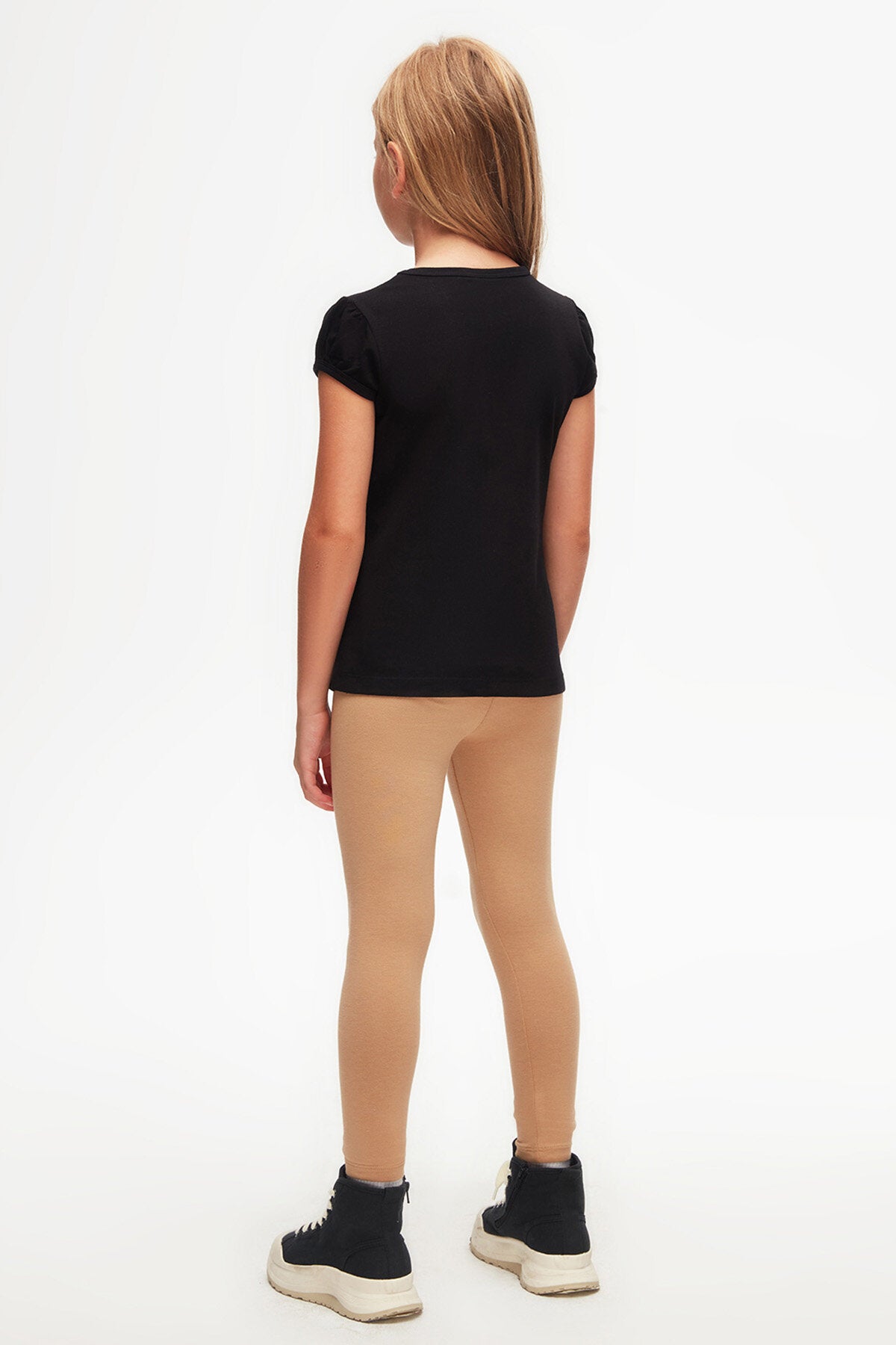 Girls' Puff Sleeve Basic T-Shirt_sizechart (BLACK)