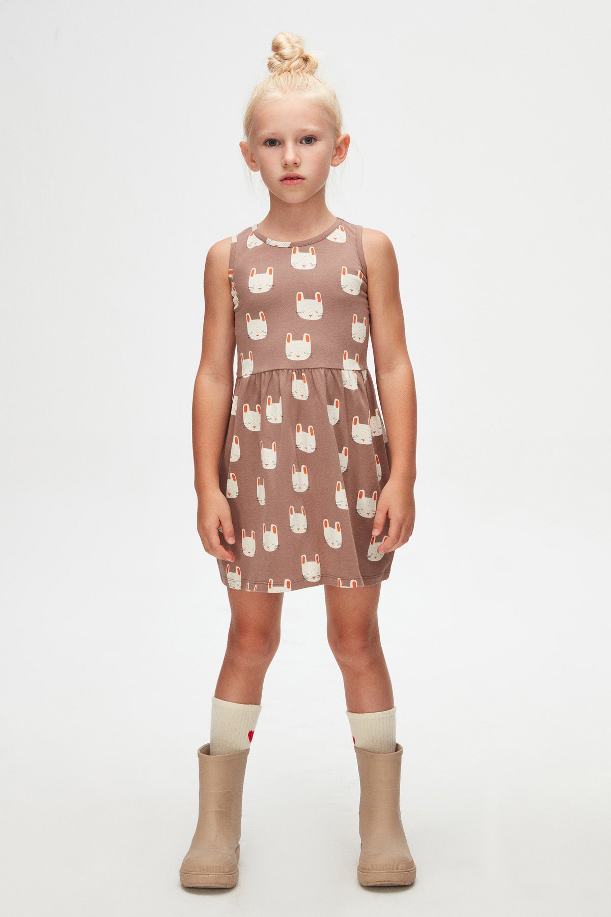 Sleepy Bunny Girls' Patterned Sleeveless Dress
