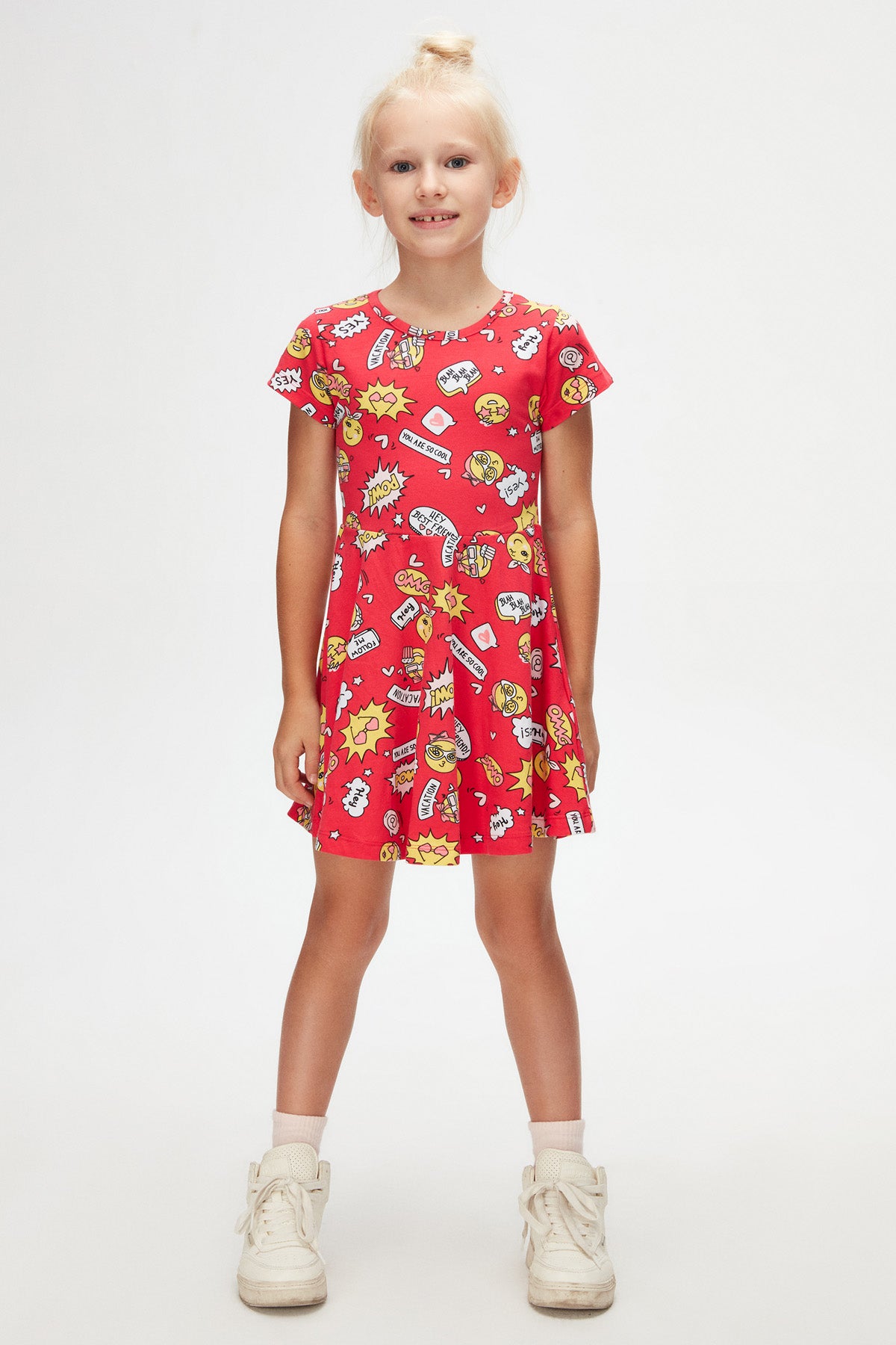 Girls' So Cool Patterned Short Sleeve Dress