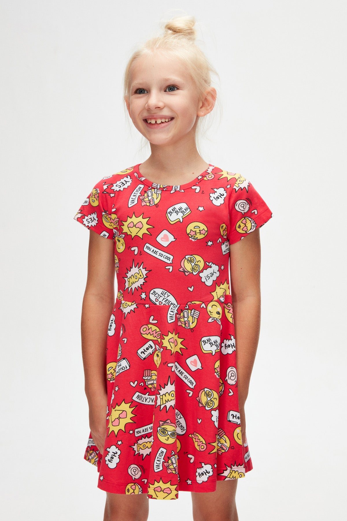 Girls' So Cool Patterned Short Sleeve Dress